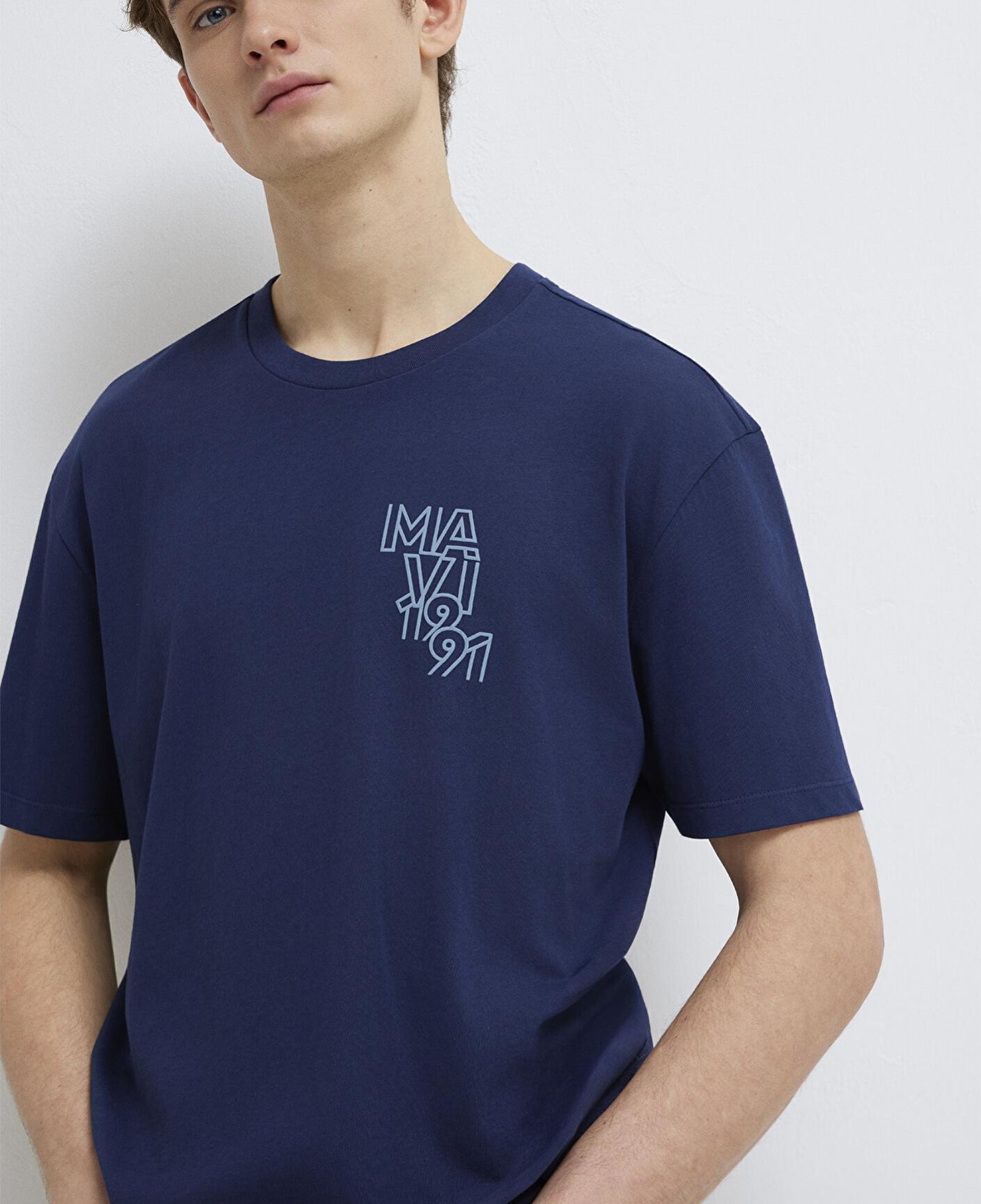 Mavi Mavi 1991 Baskılı Lacivert Tişört Loose Fit / Bol Rahat Kesim 0613147-70492