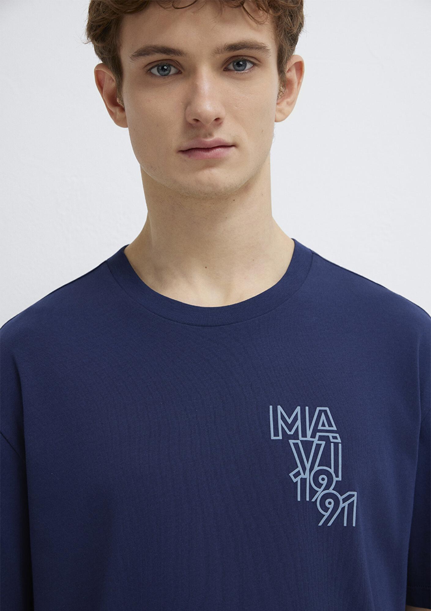 Mavi Mavi 1991 Baskılı Lacivert Tişört Loose Fit / Bol Rahat Kesim 0613147-70492