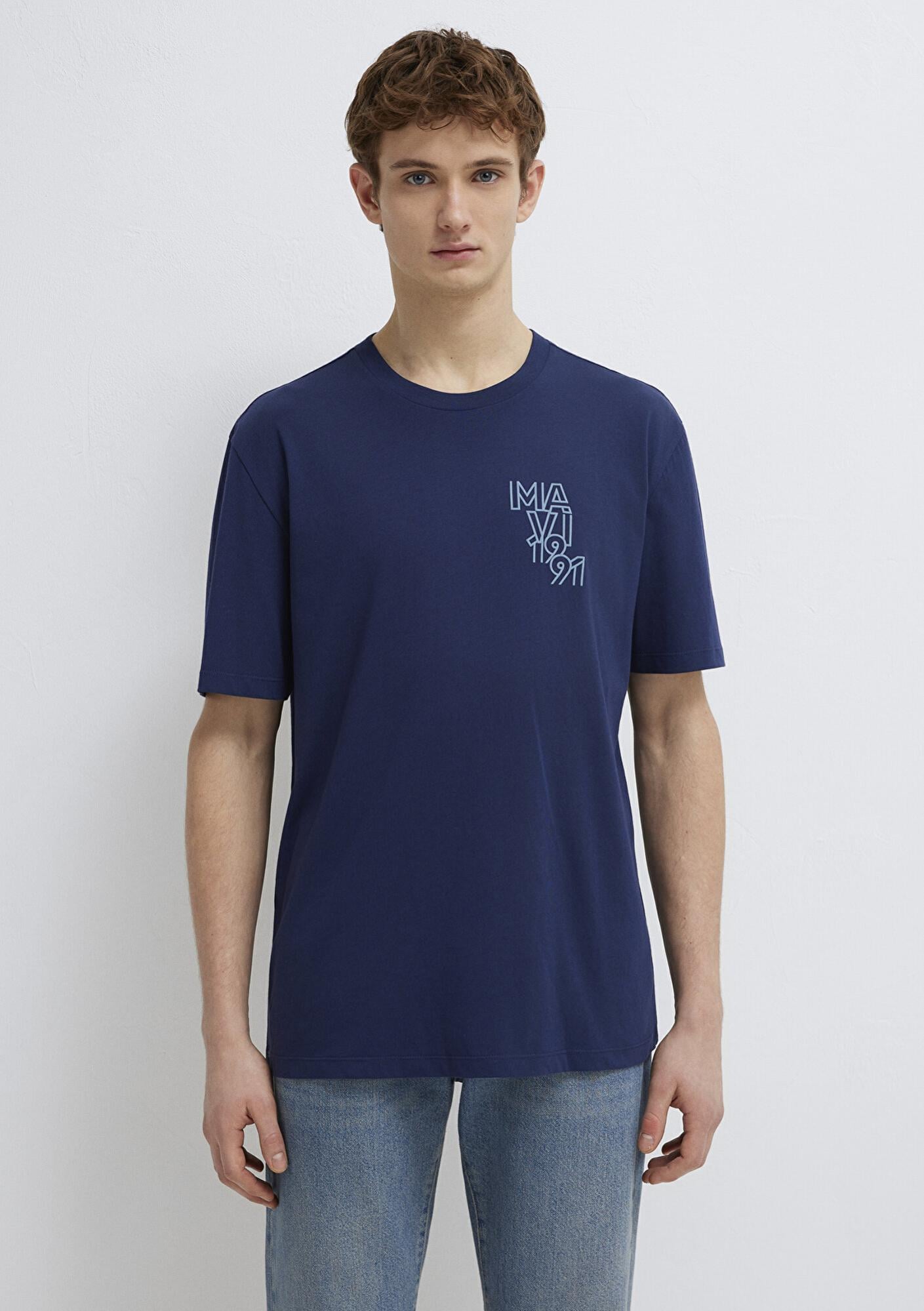 Mavi Mavi 1991 Baskılı Lacivert Tişört Loose Fit / Bol Rahat Kesim 0613147-70492