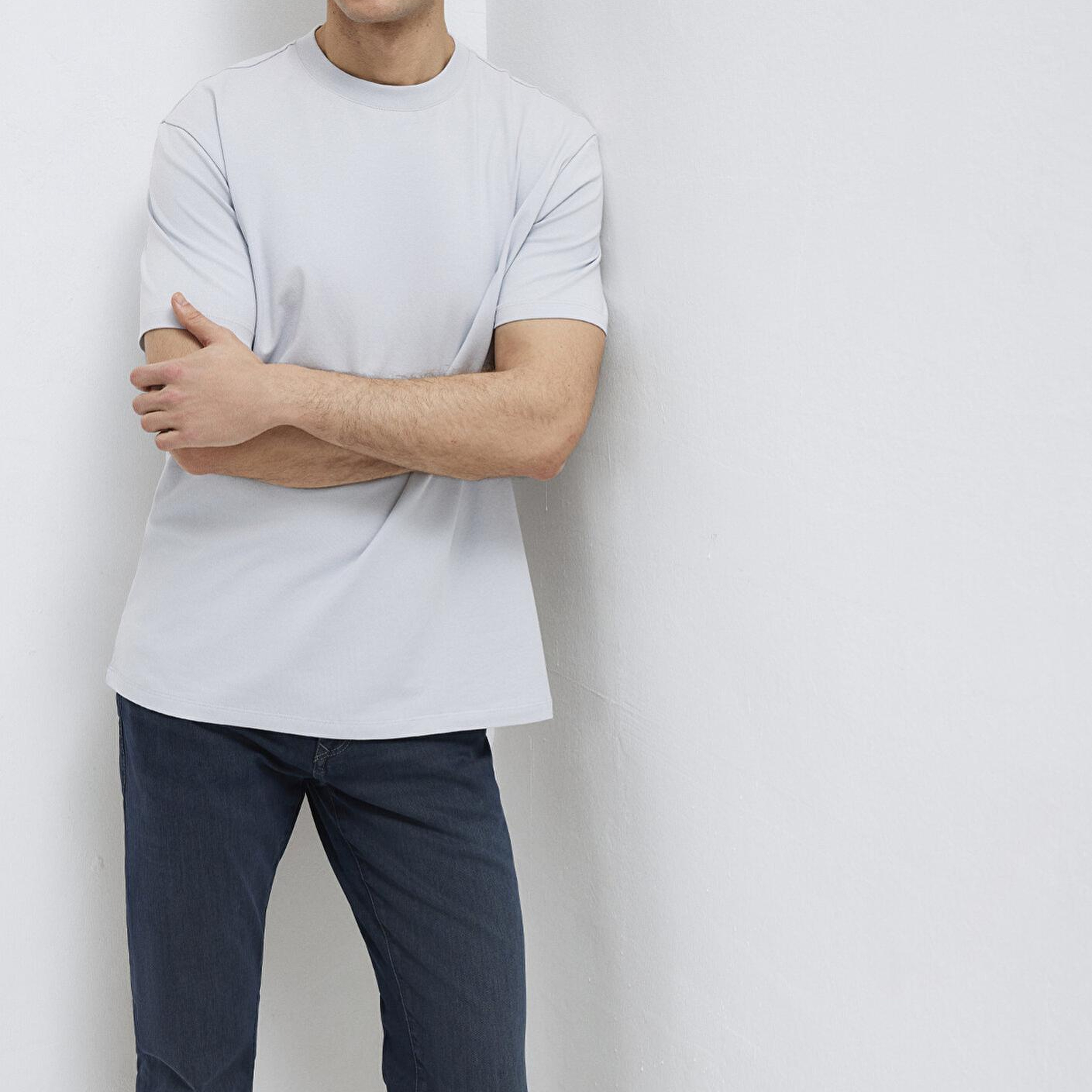 Mavi Açık Mavi Basic Tişört Loose Fit / Bol Rahat Kesim 0613199-70802