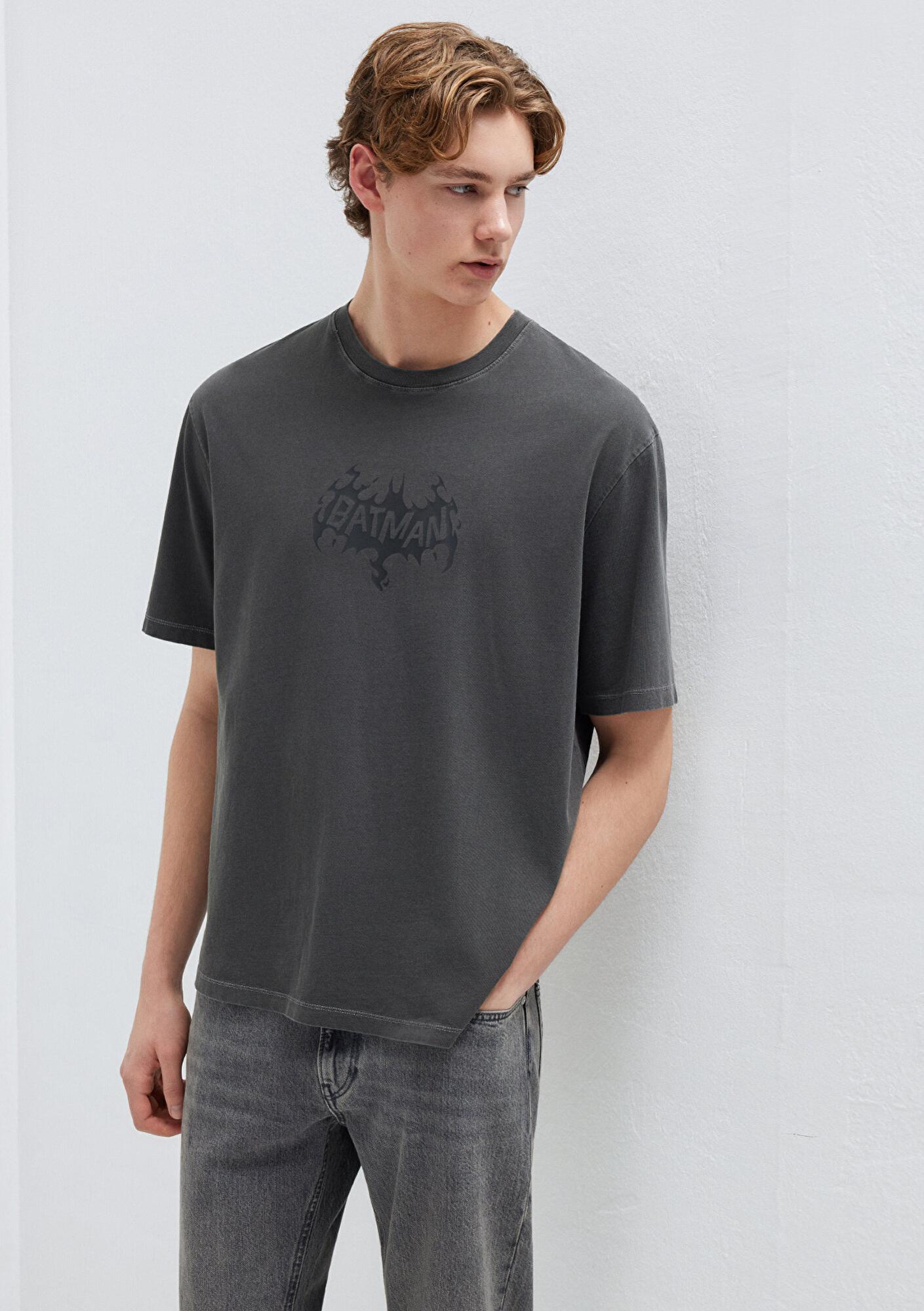 Mavi Batman Baskılı Antrasit Tişört Relaxed Fit / Rahat Kesim 0613203-900