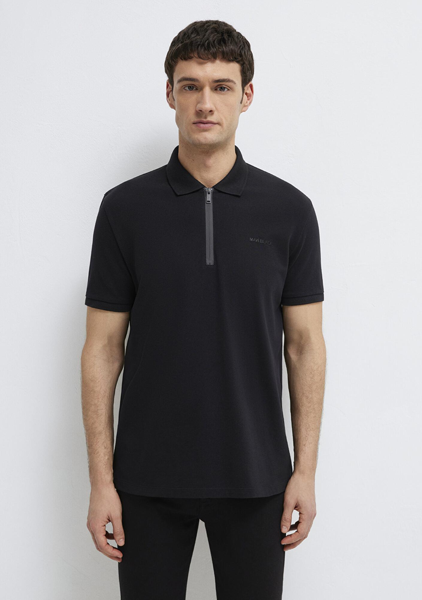 Mavi Mavi Black Fermuarlı Siyah Polo Tişört Regular Fit / Normal Kesim 0613137-900