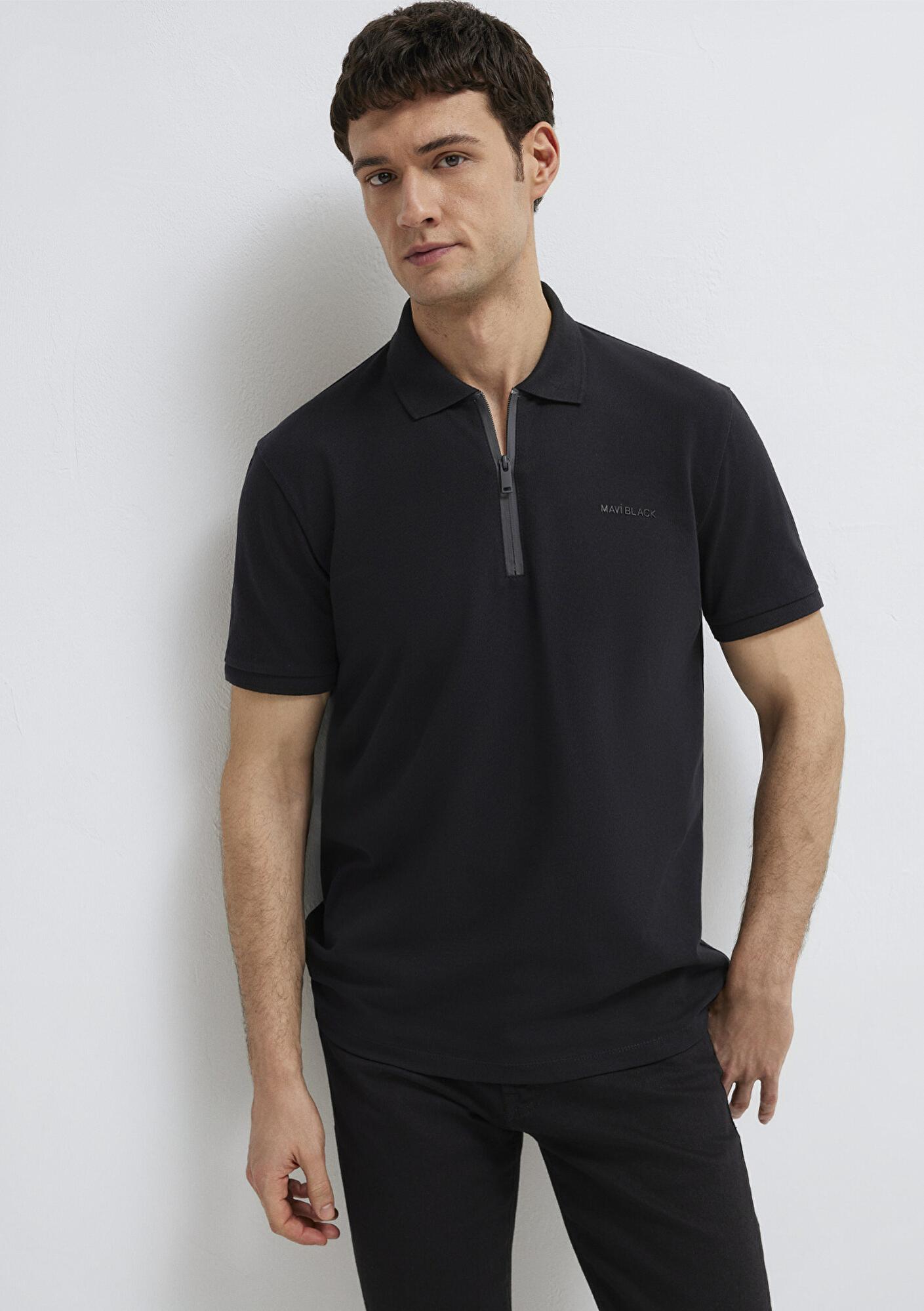 Mavi Mavi Black Fermuarlı Siyah Polo Tişört Regular Fit / Normal Kesim 0613137-900