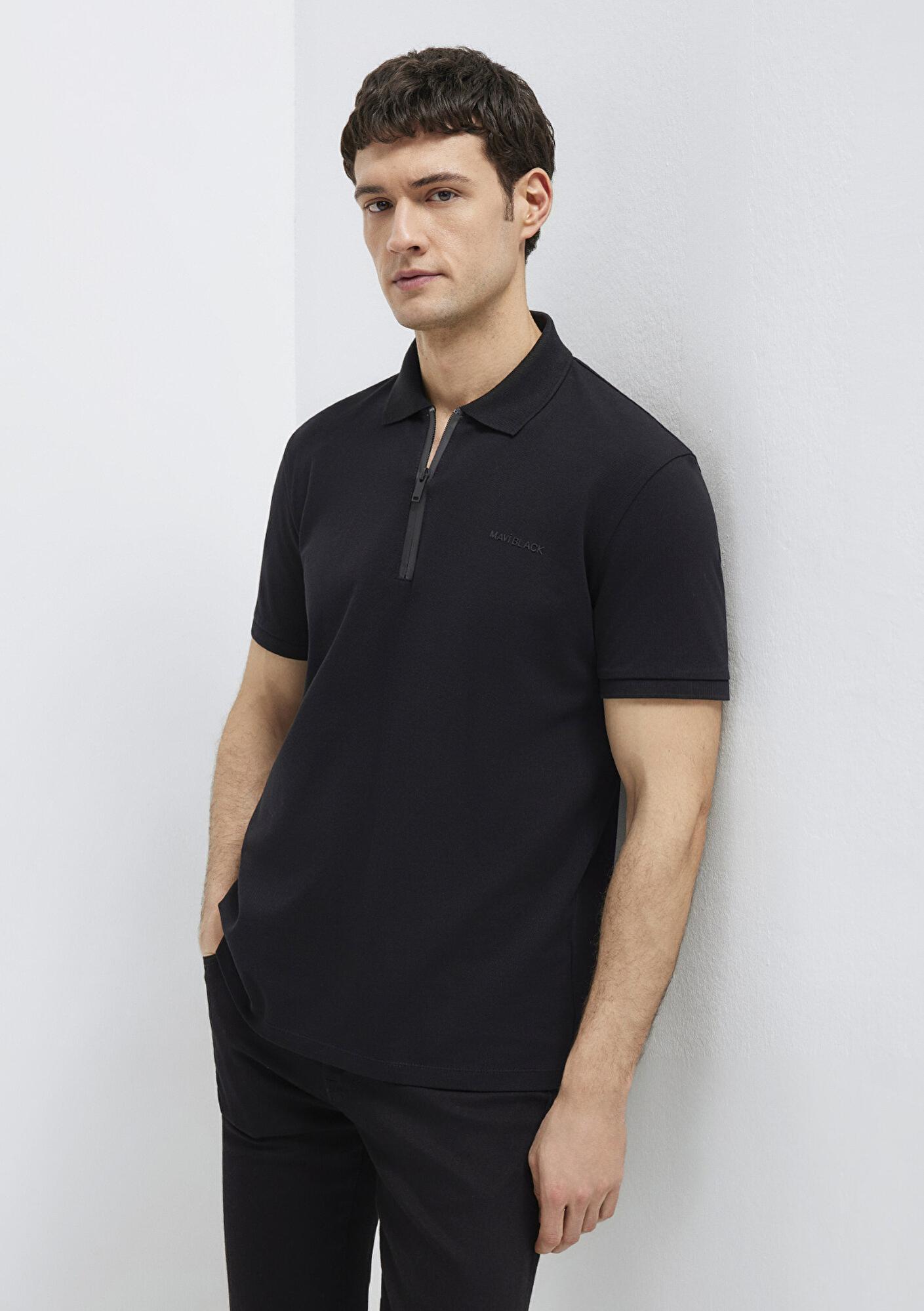 Mavi Mavi Black Fermuarlı Siyah Polo Tişört Regular Fit / Normal Kesim 0613137-900