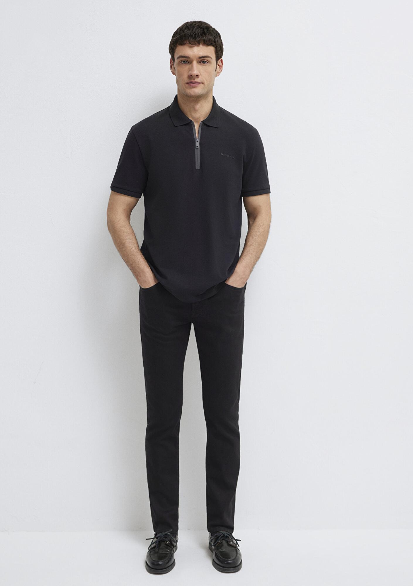 Mavi Mavi Black Fermuarlı Siyah Polo Tişört Regular Fit / Normal Kesim 0613137-900