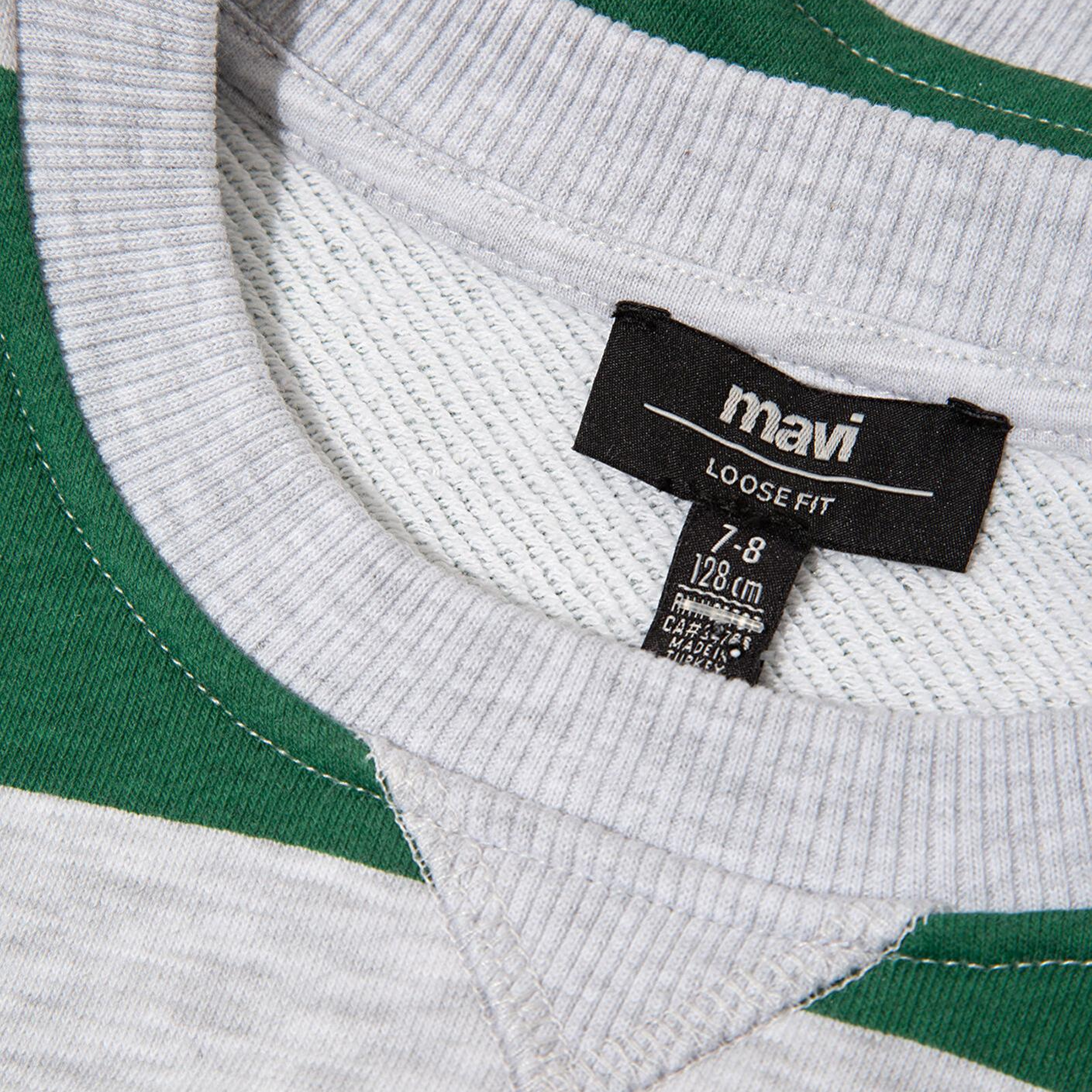 Mavi Çizgili Baskılı Yeşil Sweatshirt 6S10170-71697