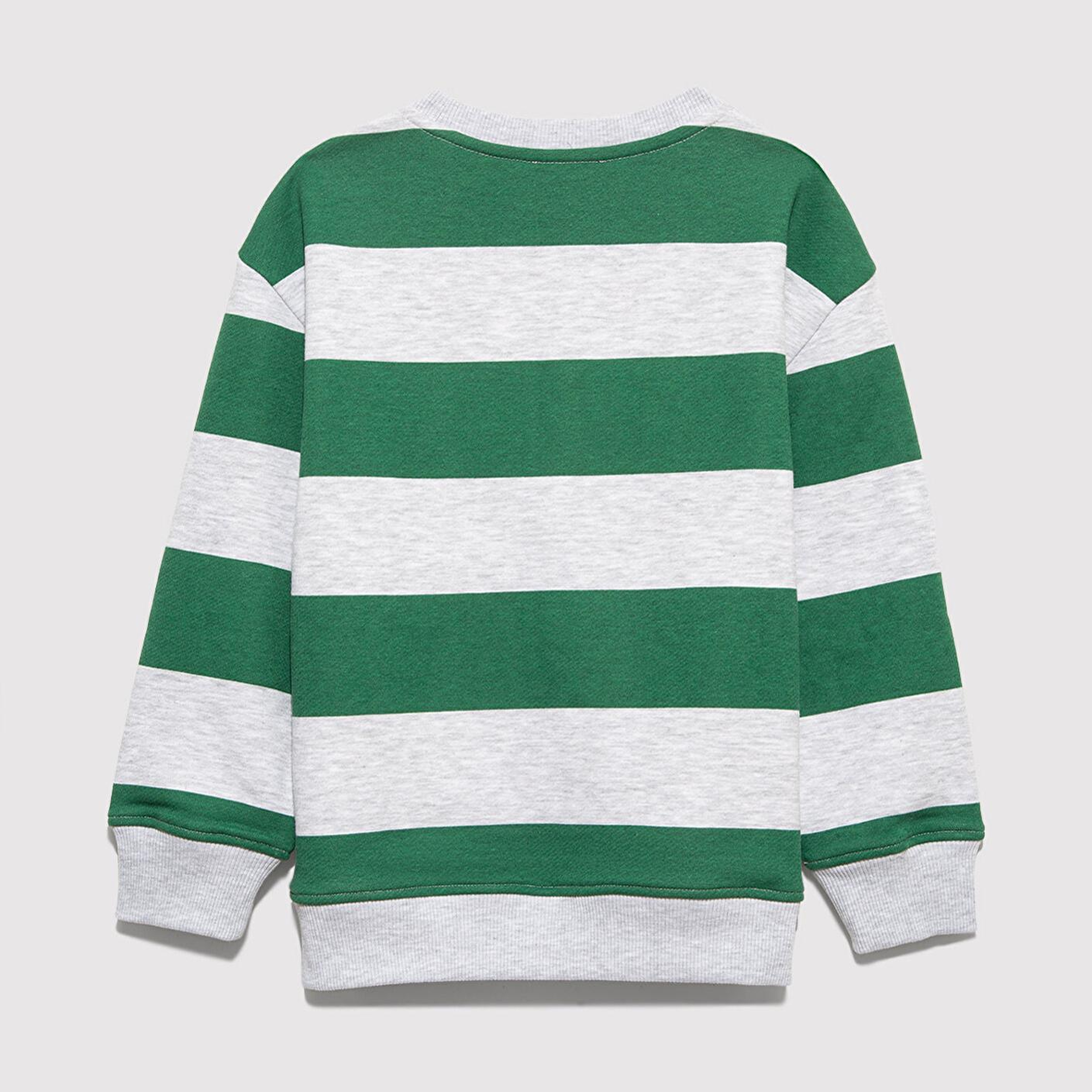 Mavi Çizgili Baskılı Yeşil Sweatshirt 6S10170-71697