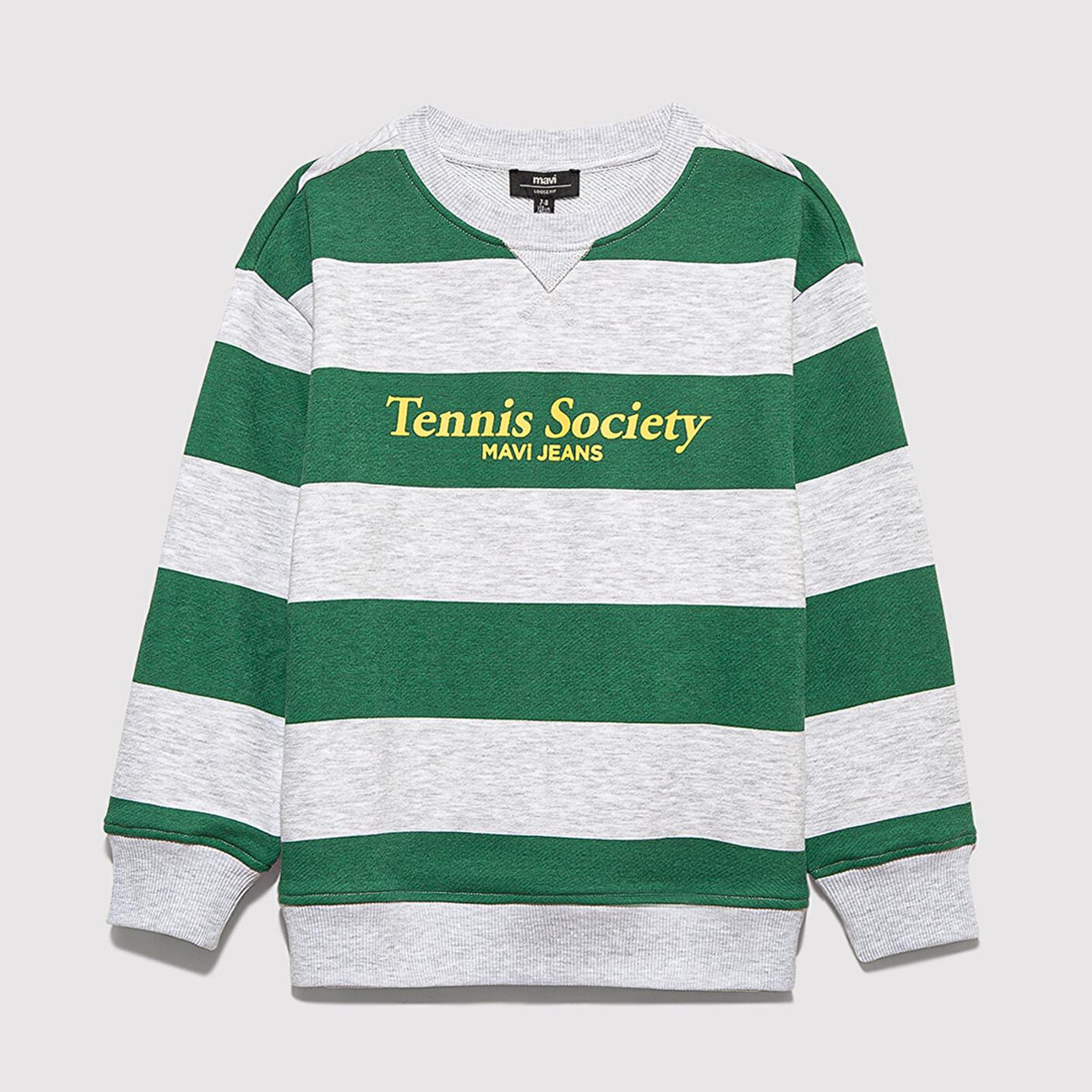 Mavi Çizgili Baskılı Yeşil Sweatshirt 6S10170-71697