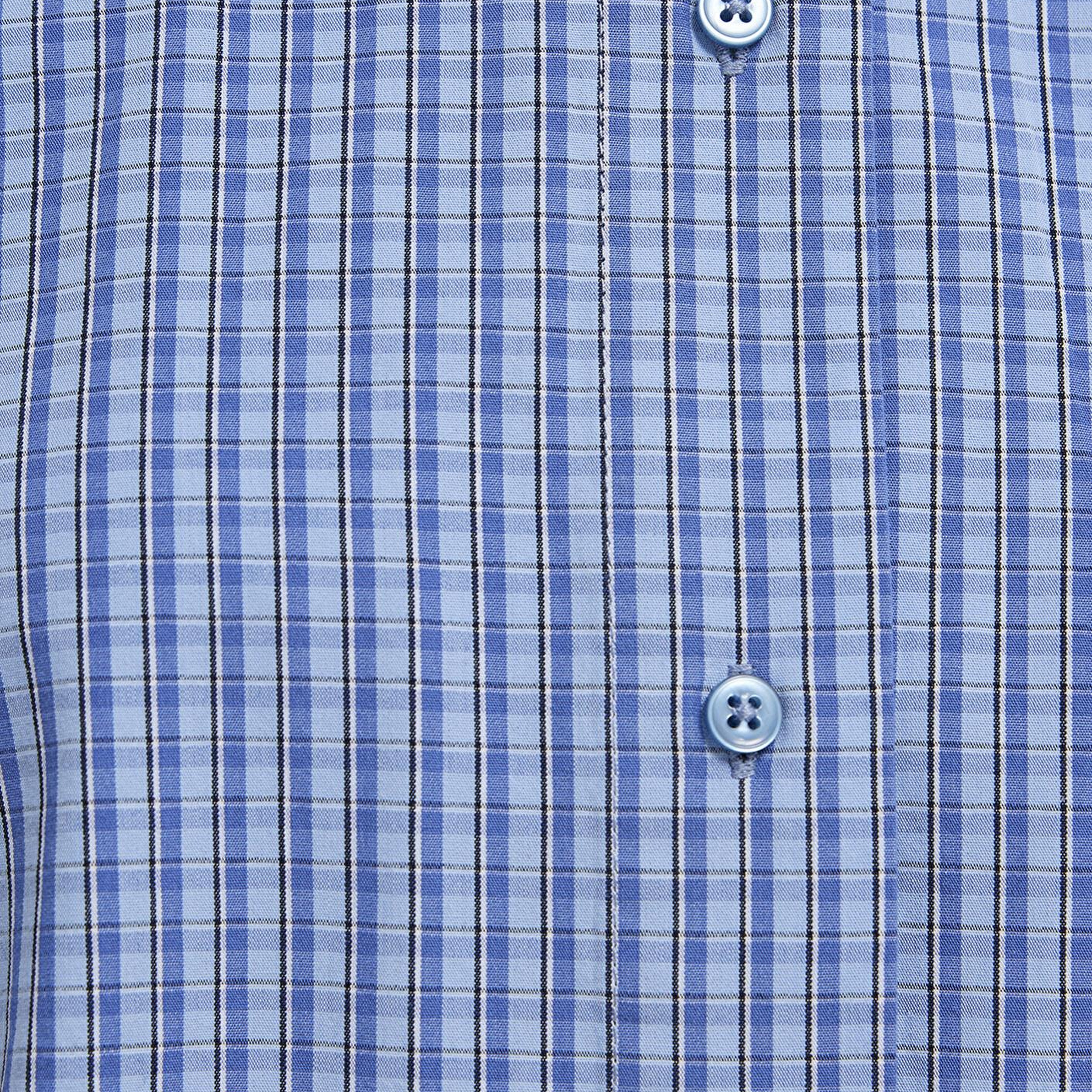 Mavi Ekose Mavi Crop Gömlek Loose Fit / Bol Rahat Kesim 1211401-83971