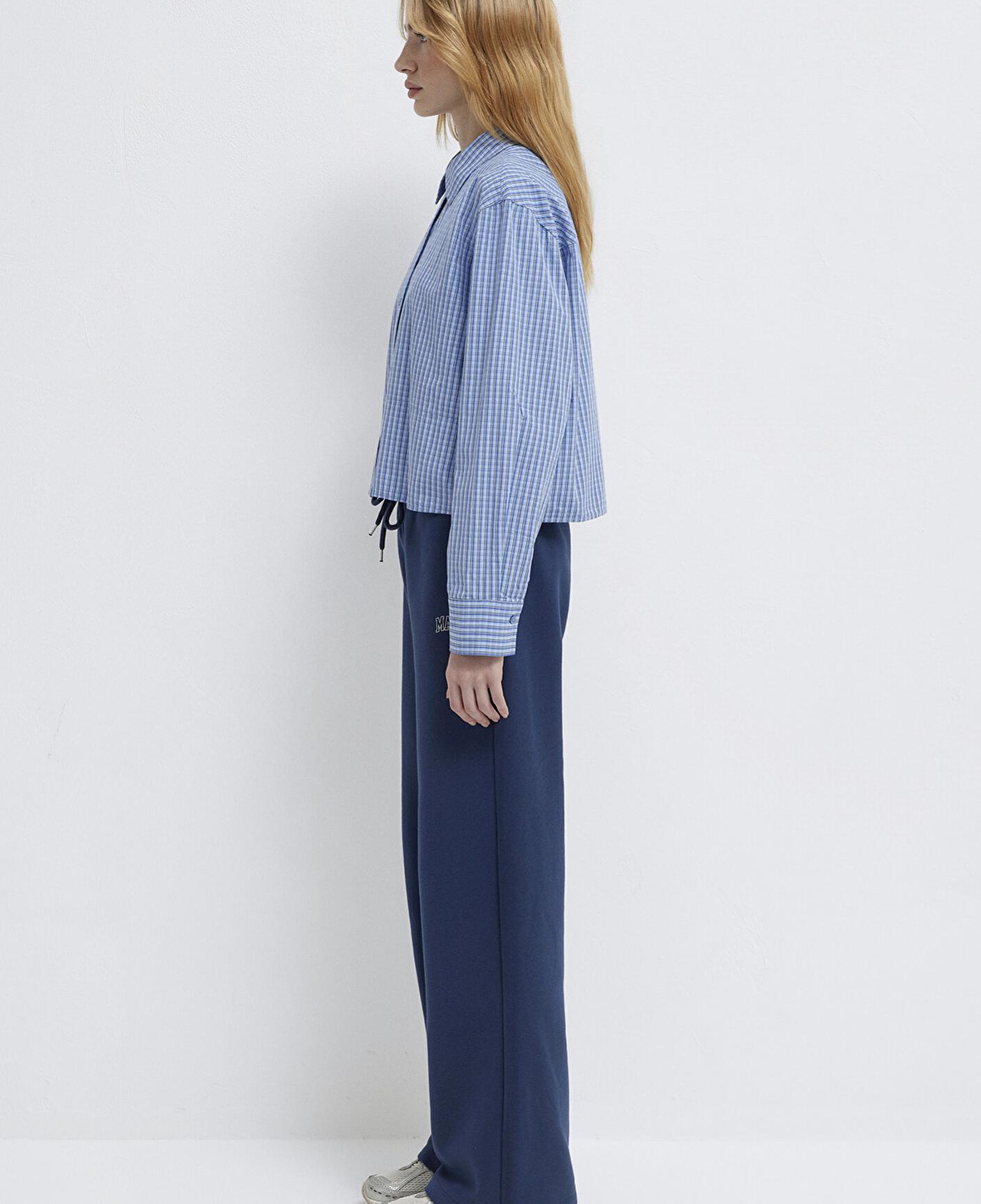 Mavi Ekose Mavi Crop Gömlek Loose Fit / Bol Rahat Kesim 1211401-83971