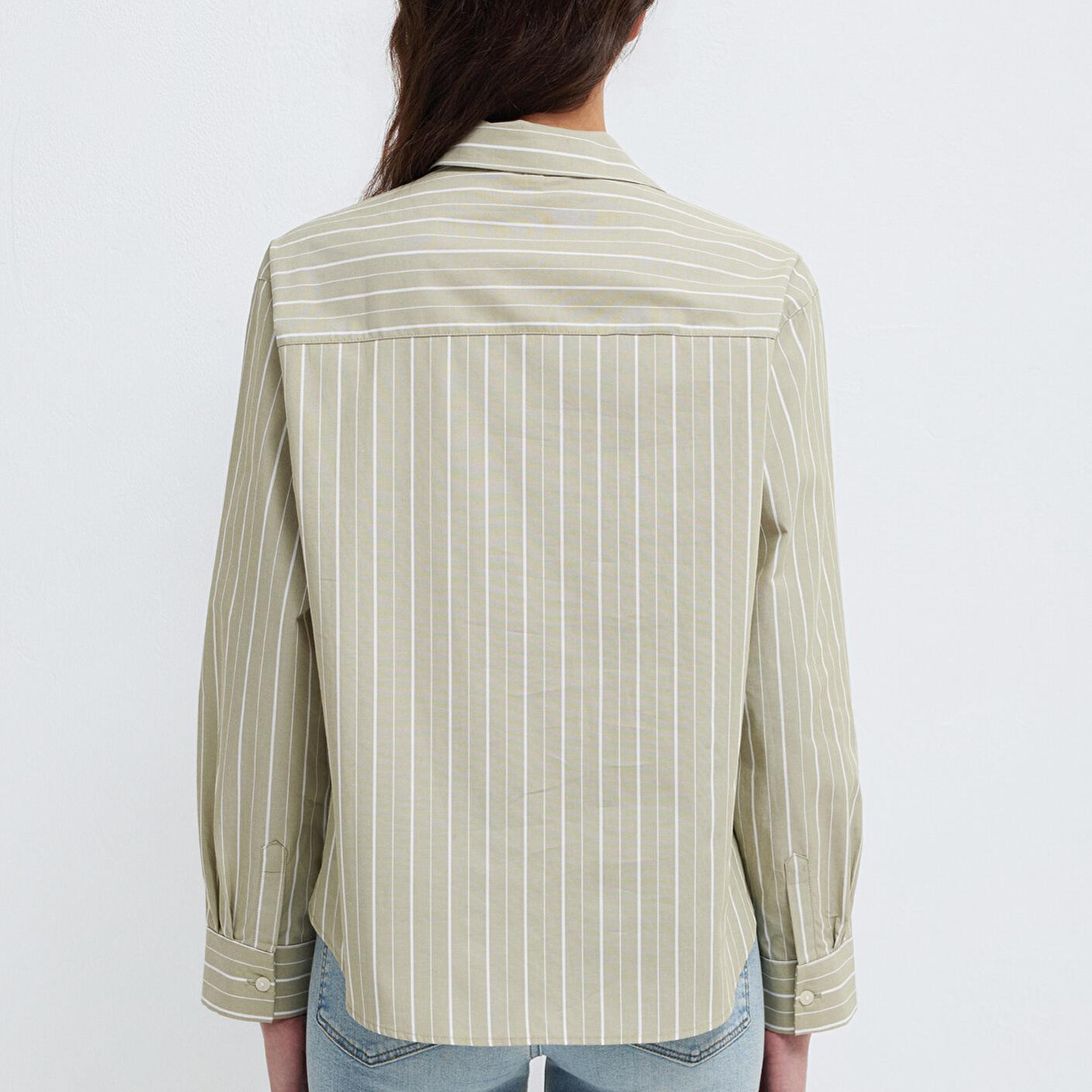 Mavi Beyaz Çizgili Yeşil Bluz 1211226-88069