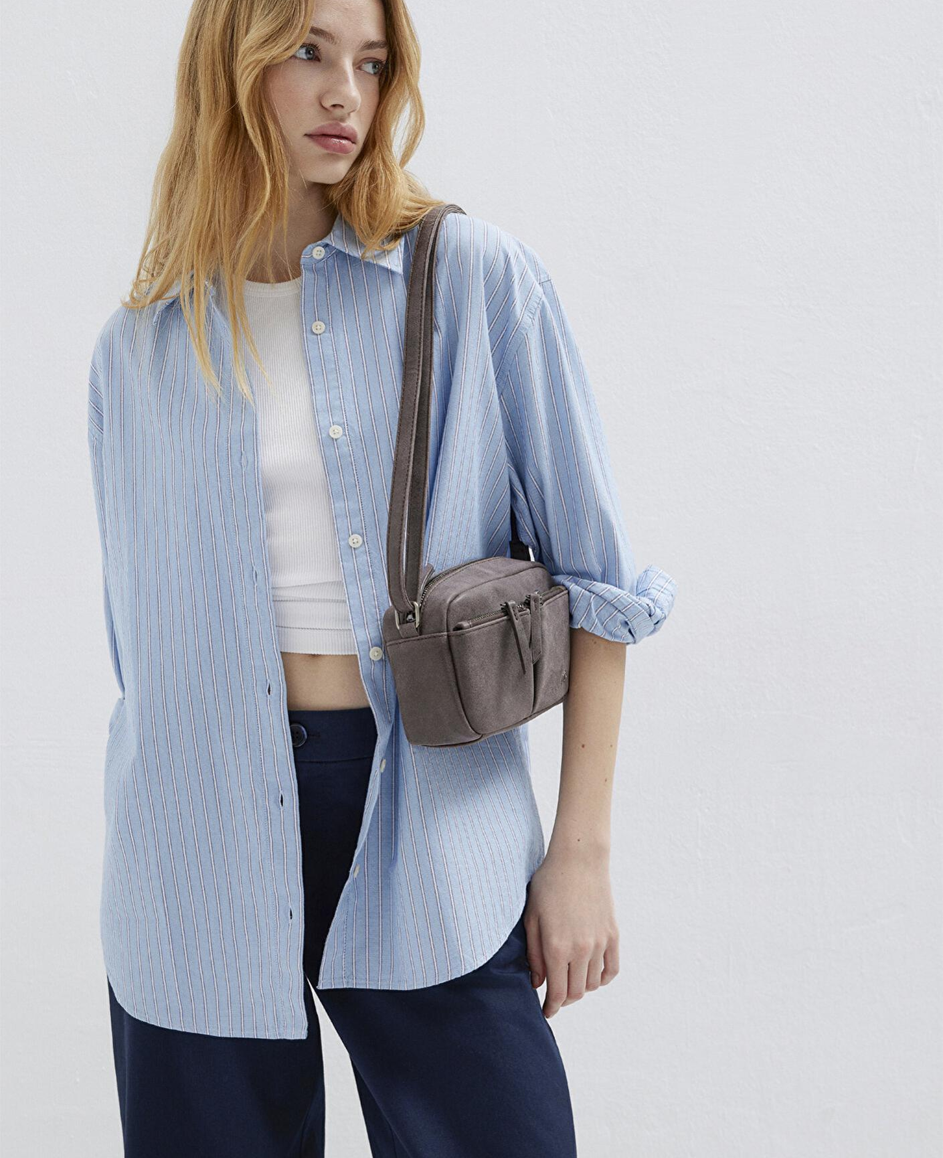 Mavi Çizgili Mavi Gömlek Oversize / Geniş Kesim 1211393-89326