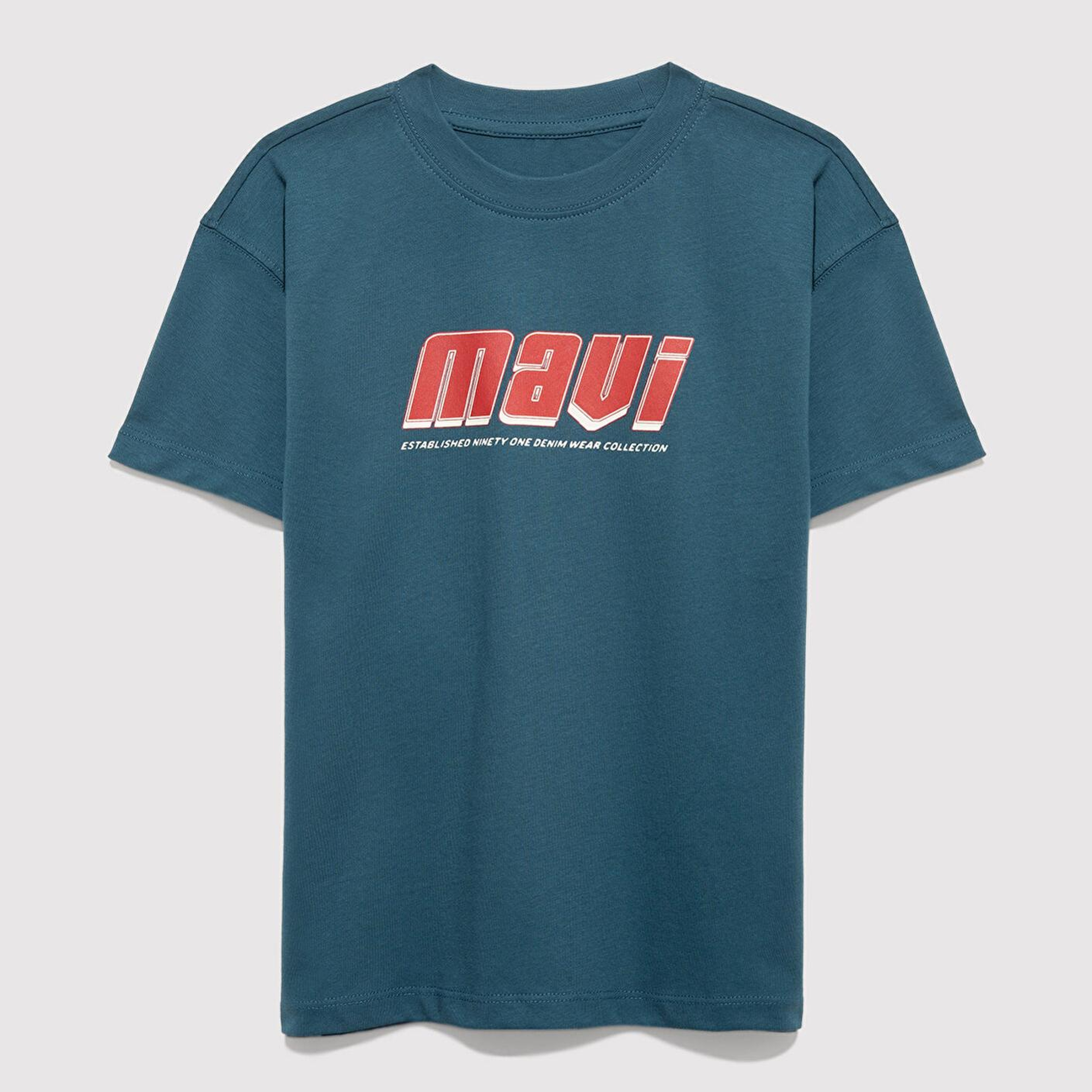 Mavi Mavi Baskılı Yeşil Tişört Loose Fit / Bol Rahat Kesim 6610412-70771