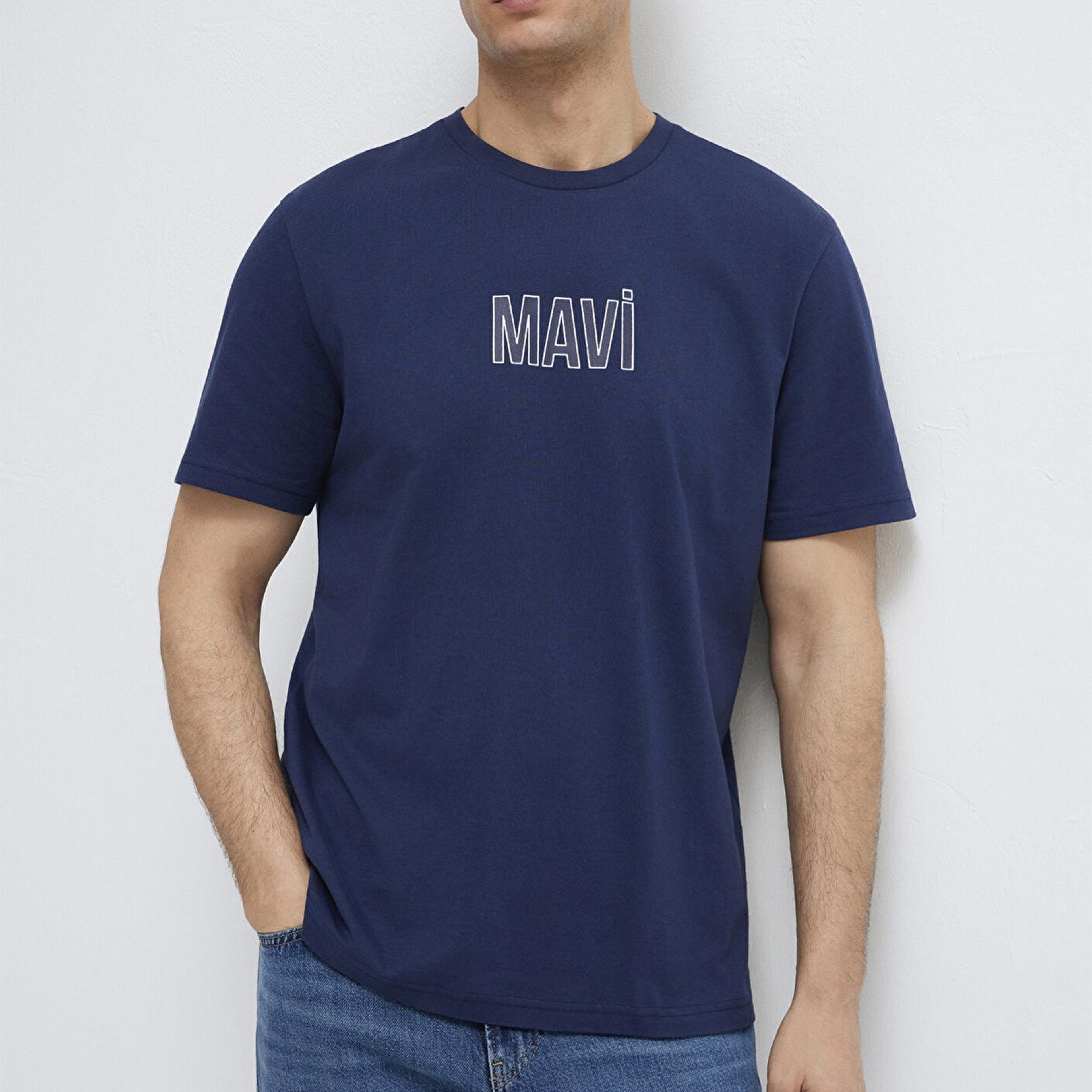 Mavi Mavi Logo Baskılı Lacivert Tişört Regular Fit / Normal Kesim 0613186-70758