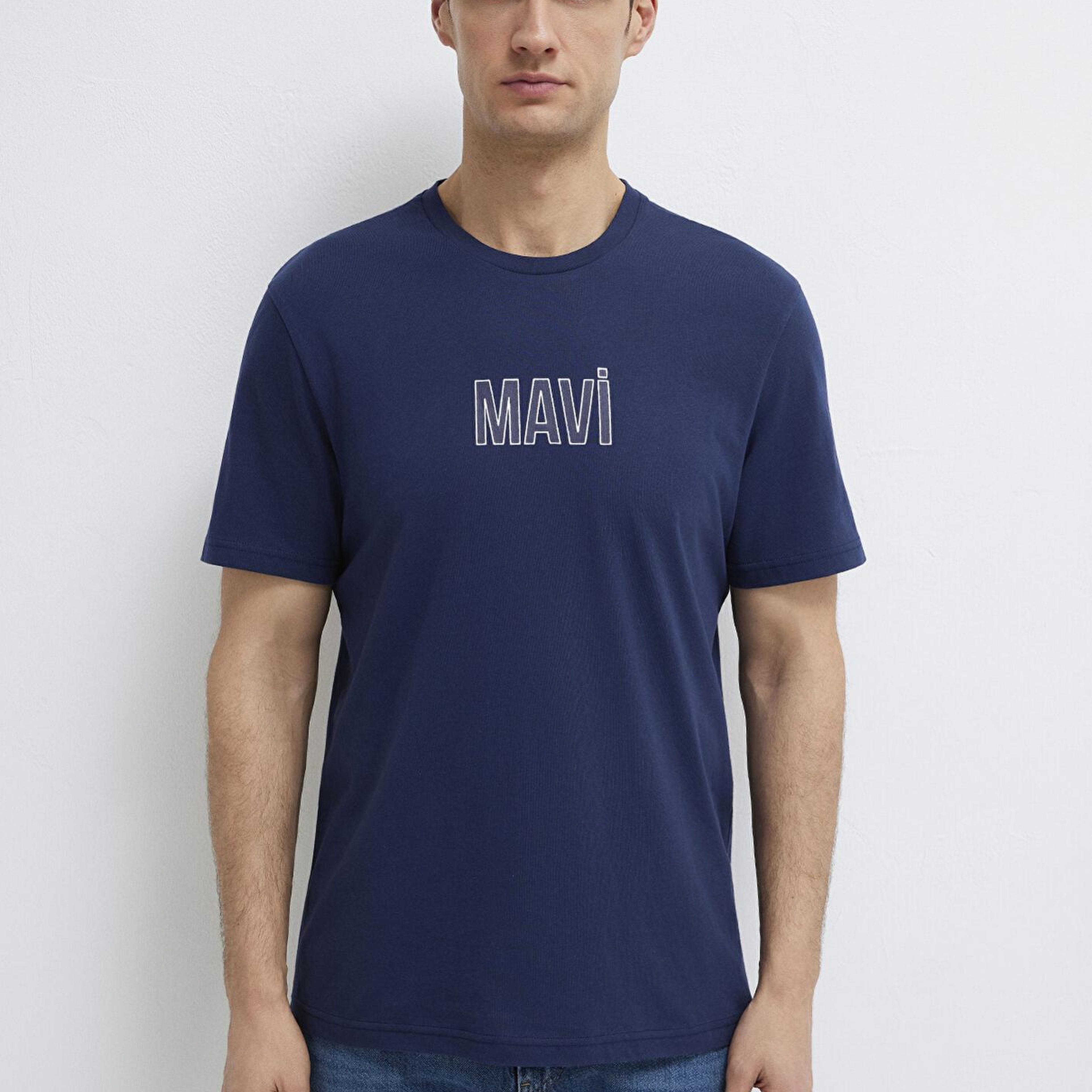 Mavi Mavi Logo Baskılı Lacivert Tişört Regular Fit / Normal Kesim 0613186-70758