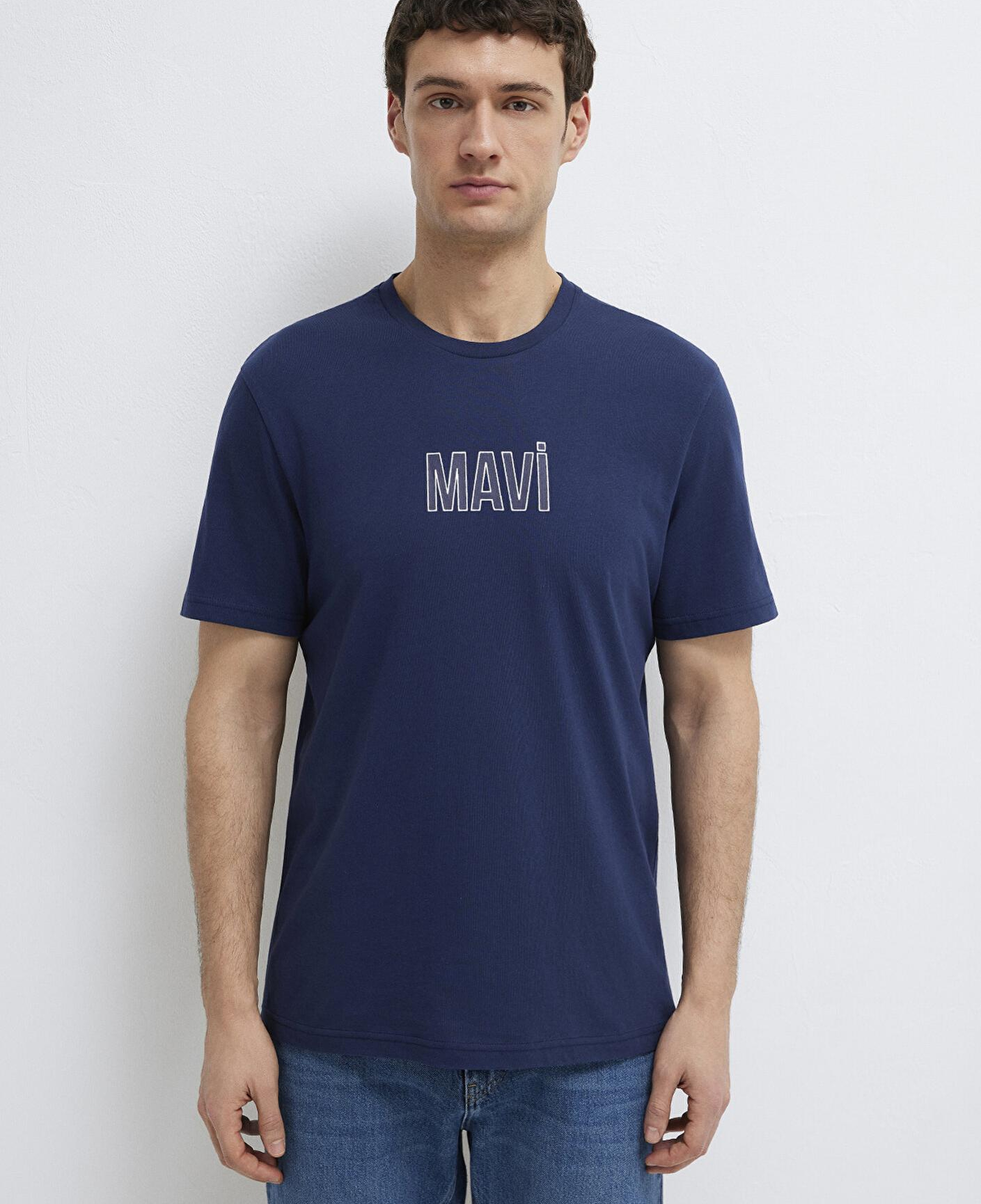 Mavi Mavi Logo Baskılı Lacivert Tişört Regular Fit / Normal Kesim 0613186-70758