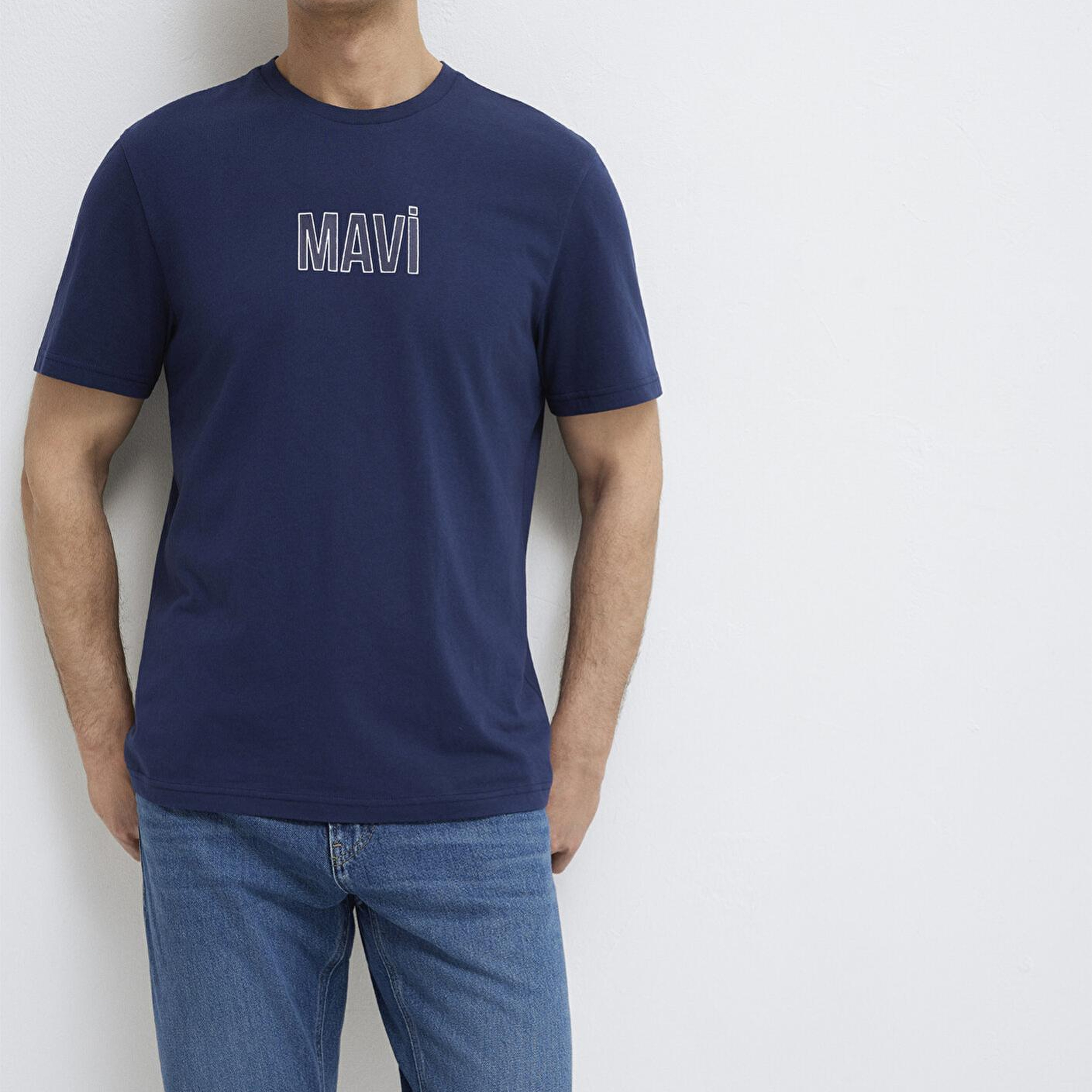 Mavi Mavi Logo Baskılı Lacivert Tişört Regular Fit / Normal Kesim 0613186-70758