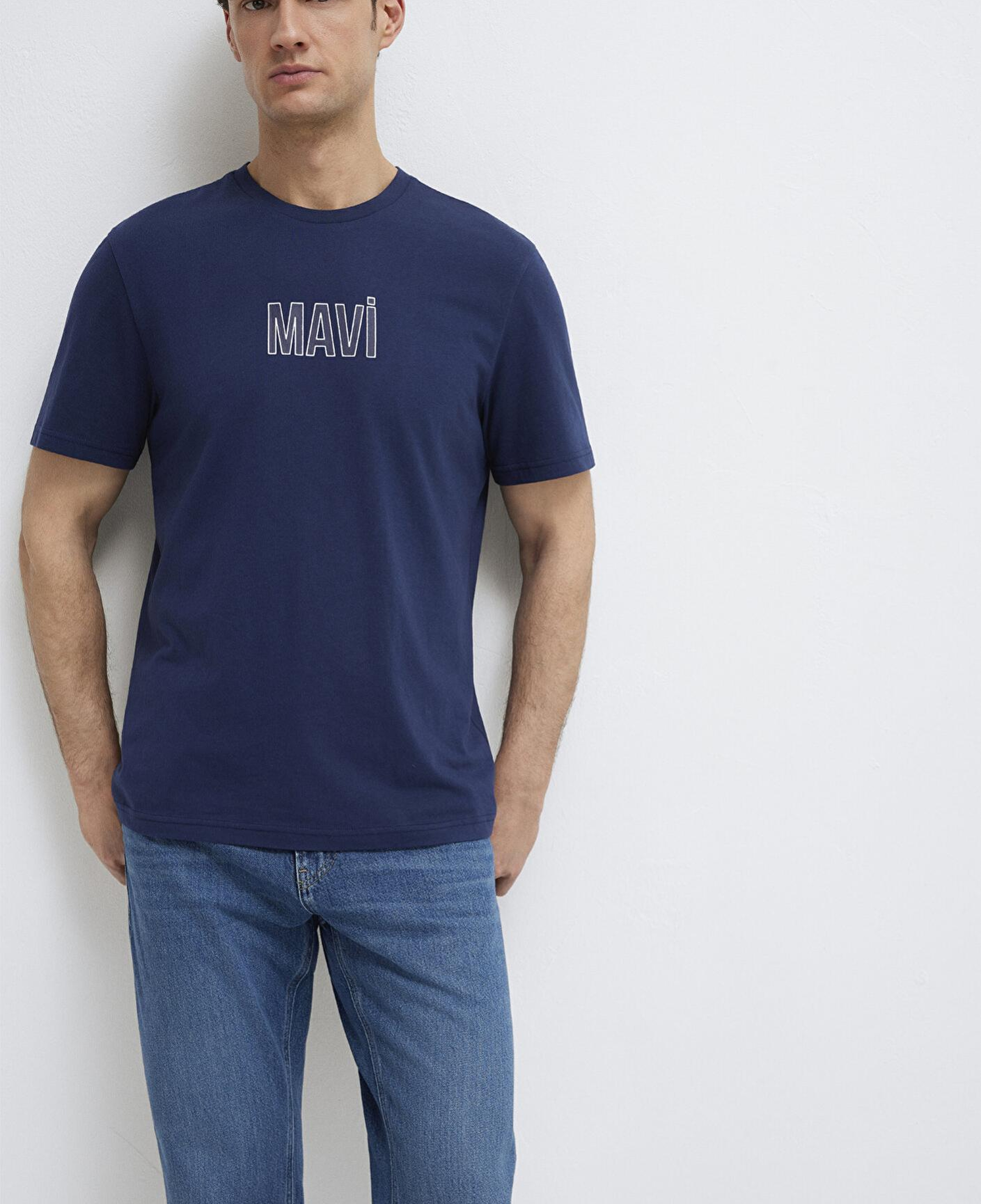 Mavi Mavi Logo Baskılı Lacivert Tişört Regular Fit / Normal Kesim 0613186-70758