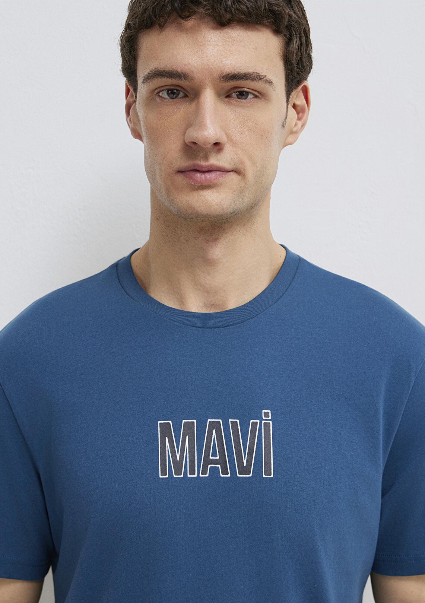 Mavi Mavi Logo Baskılı Mavi Tişört Regular Fit / Normal Kesim 0613186-70764