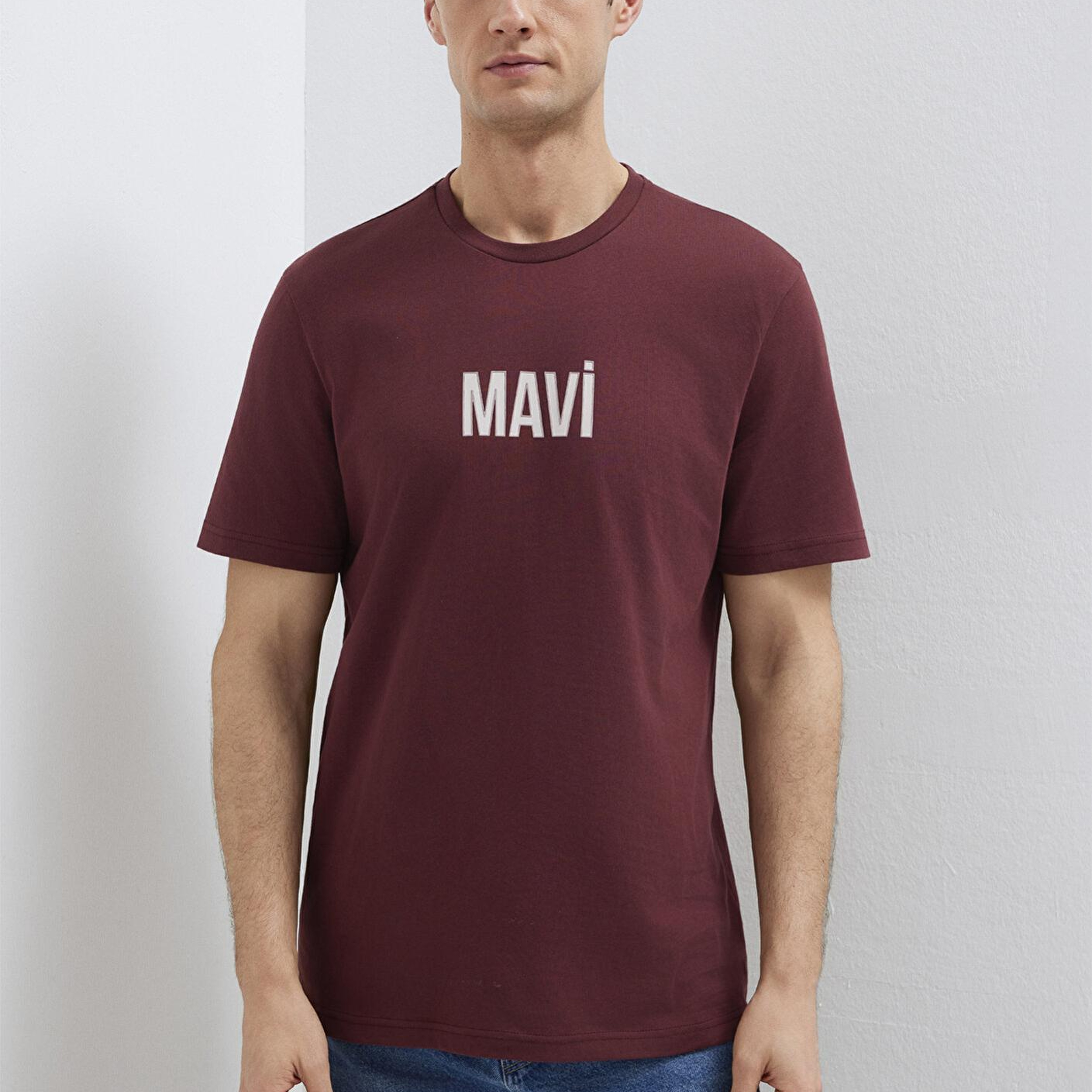 Mavi Mavi Logo Baskılı Bordo Tişört Regular Fit / Normal Kesim 0613186-70396