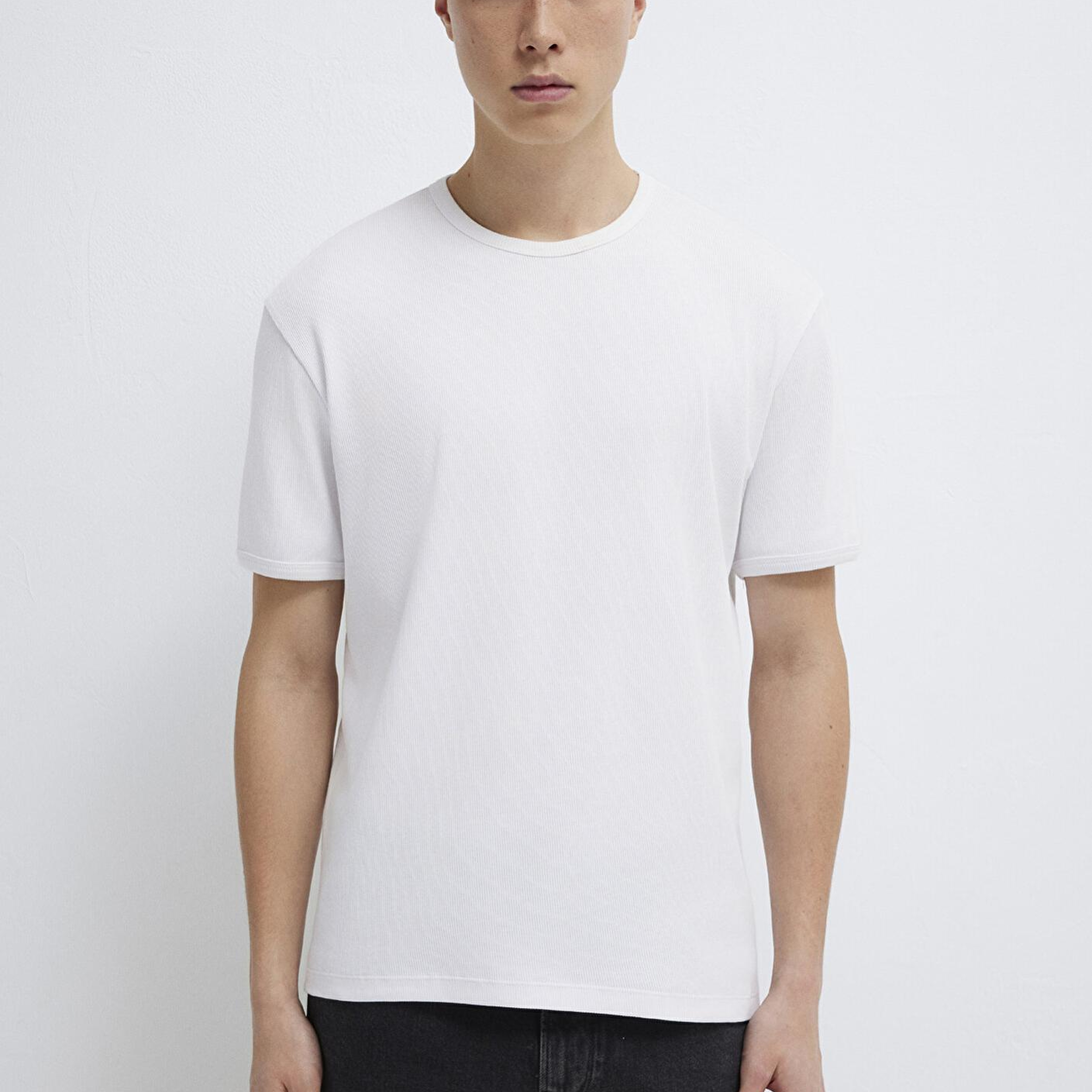 Mavi Beyaz Basic Tişört Fitted / Vücuda Oturan Kesim 0613176-620