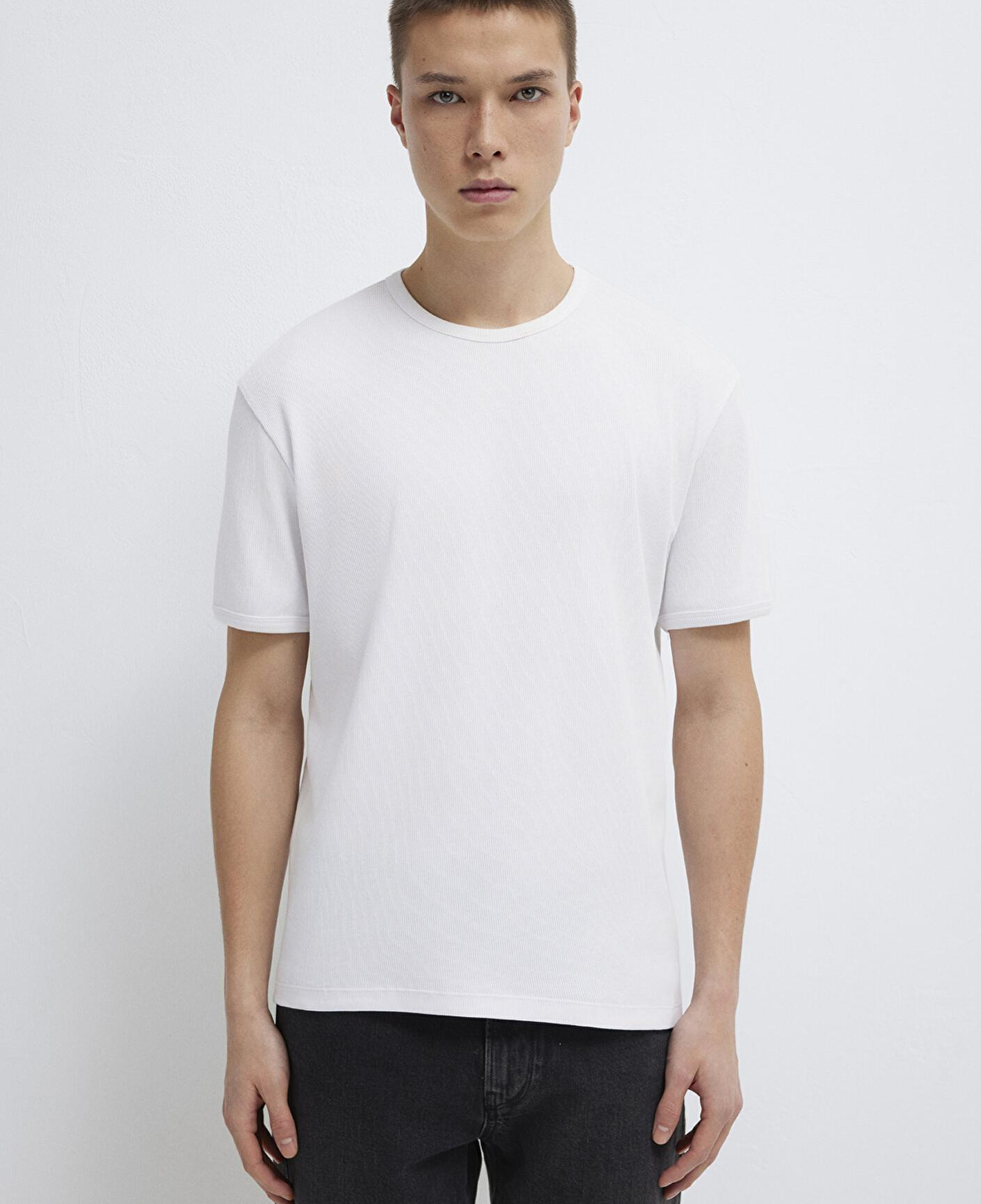 Mavi Beyaz Basic Tişört Fitted / Vücuda Oturan Kesim 0613176-620