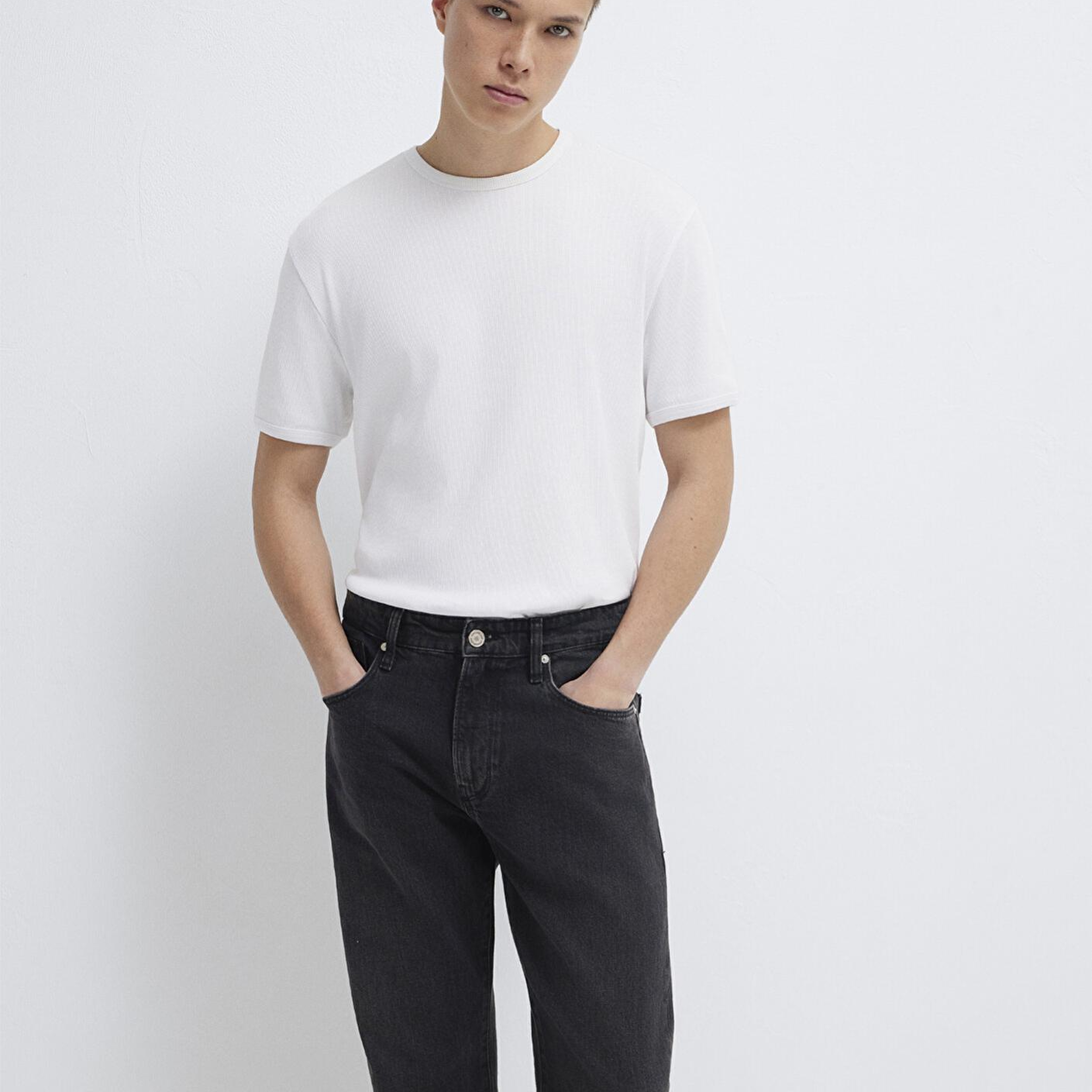 Mavi Beyaz Basic Tişört Fitted / Vücuda Oturan Kesim 0613176-620