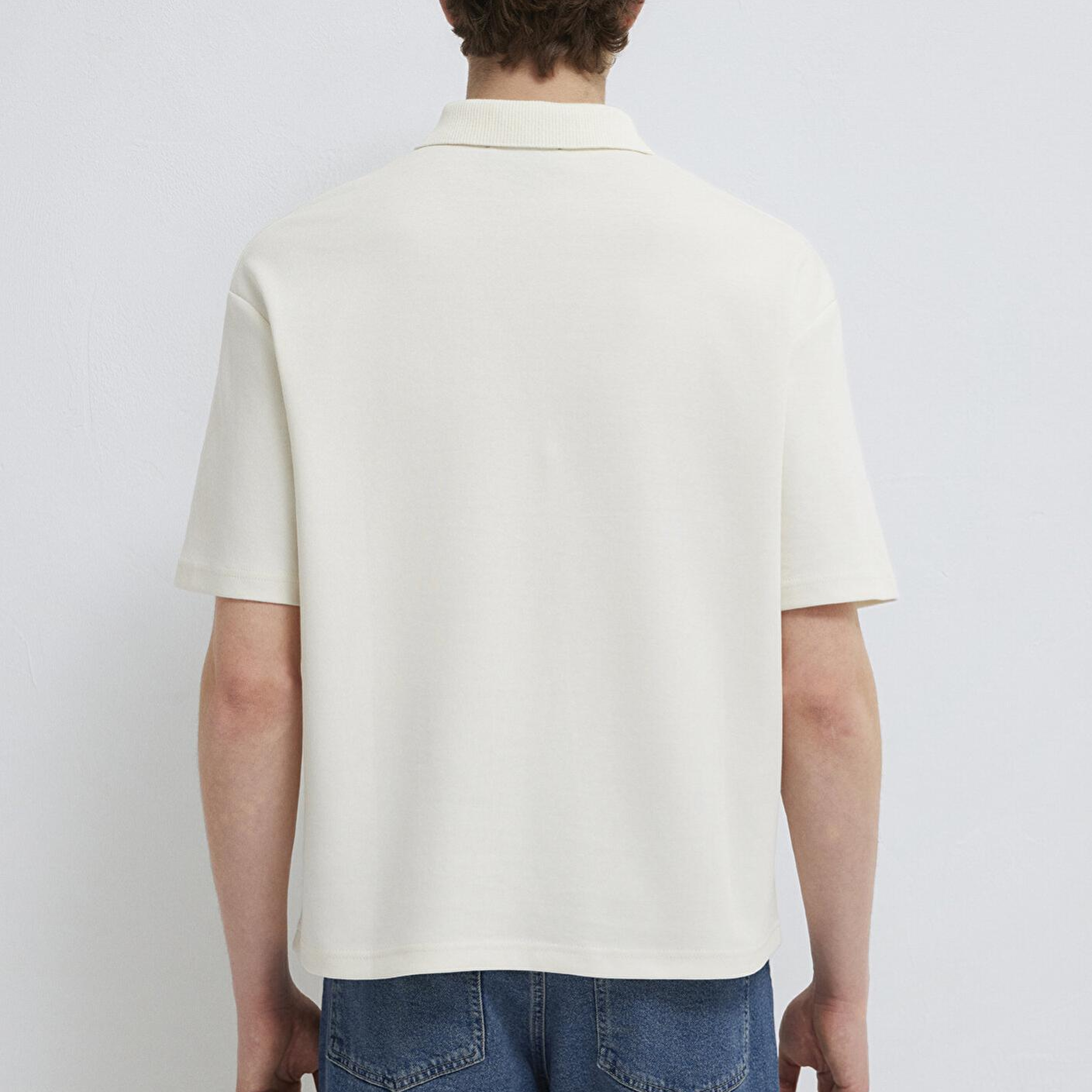 Mavi Ekru Polo Tişört Boxy Fit 0613177-70056