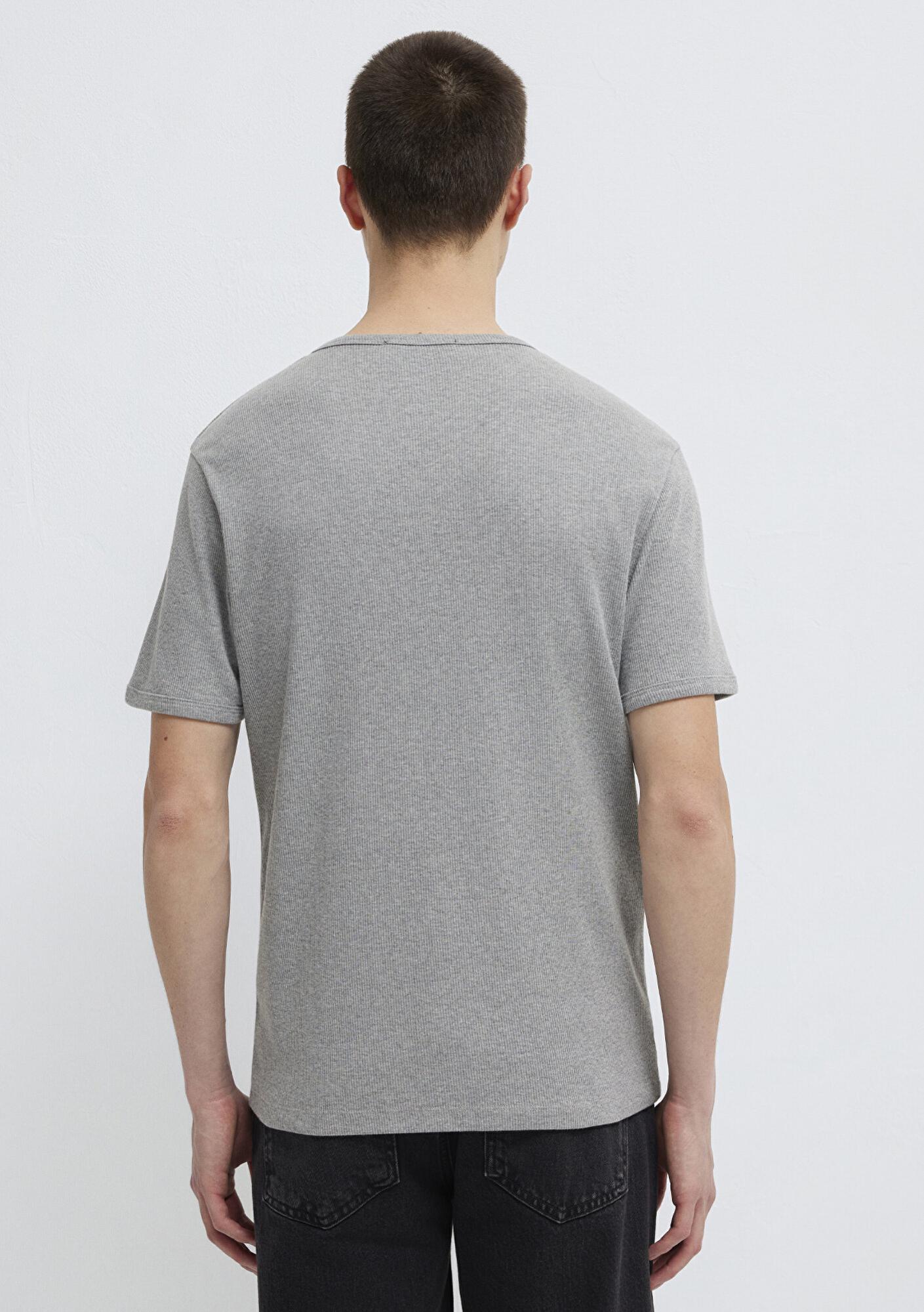 Mavi Gri Basic Tişört Fitted / Vücuda Oturan Kesim 0613176-80018