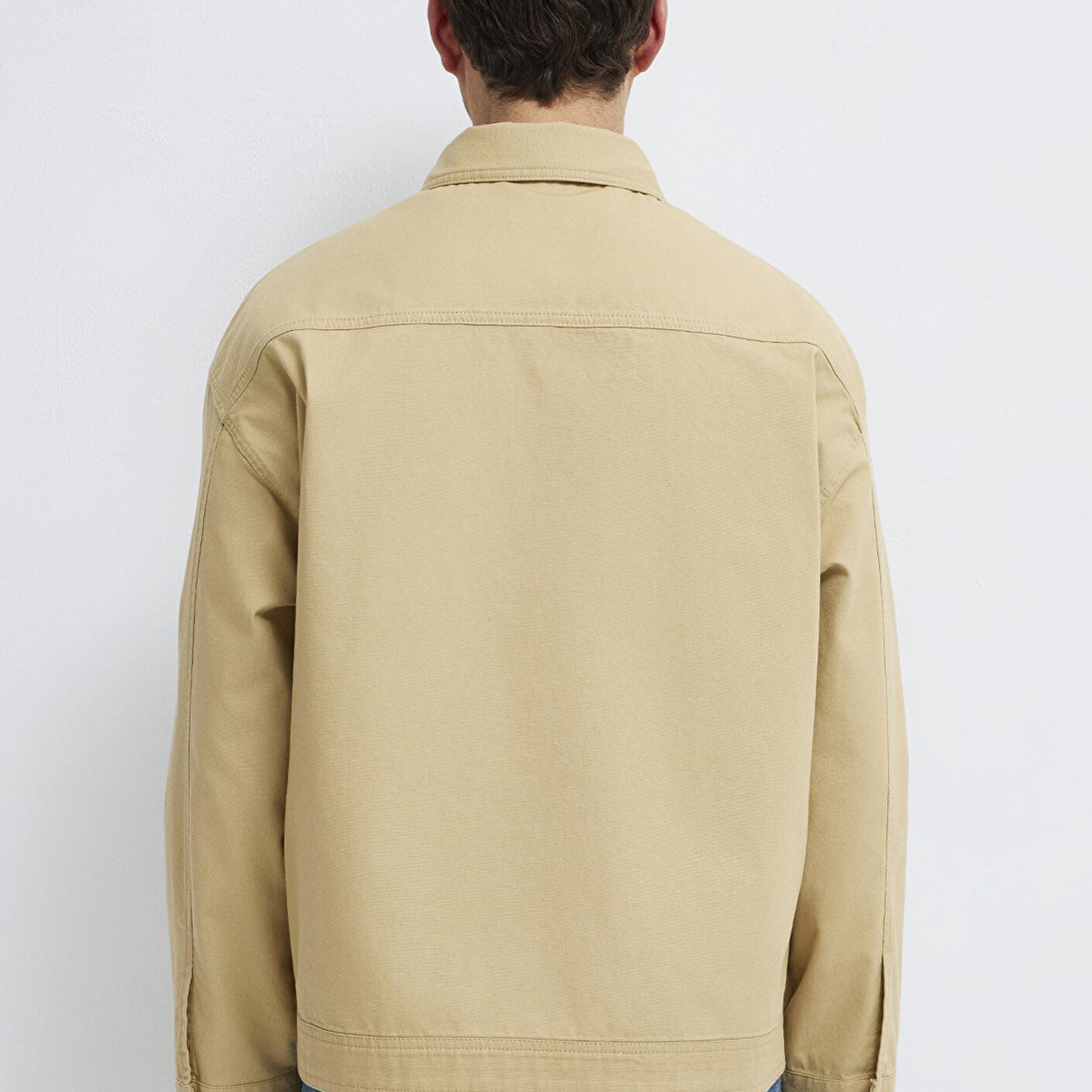 Mavi Cep Detaylı Bej İnce Ceket Loose Fit / Bol Rahat Kesim 0211872-70204