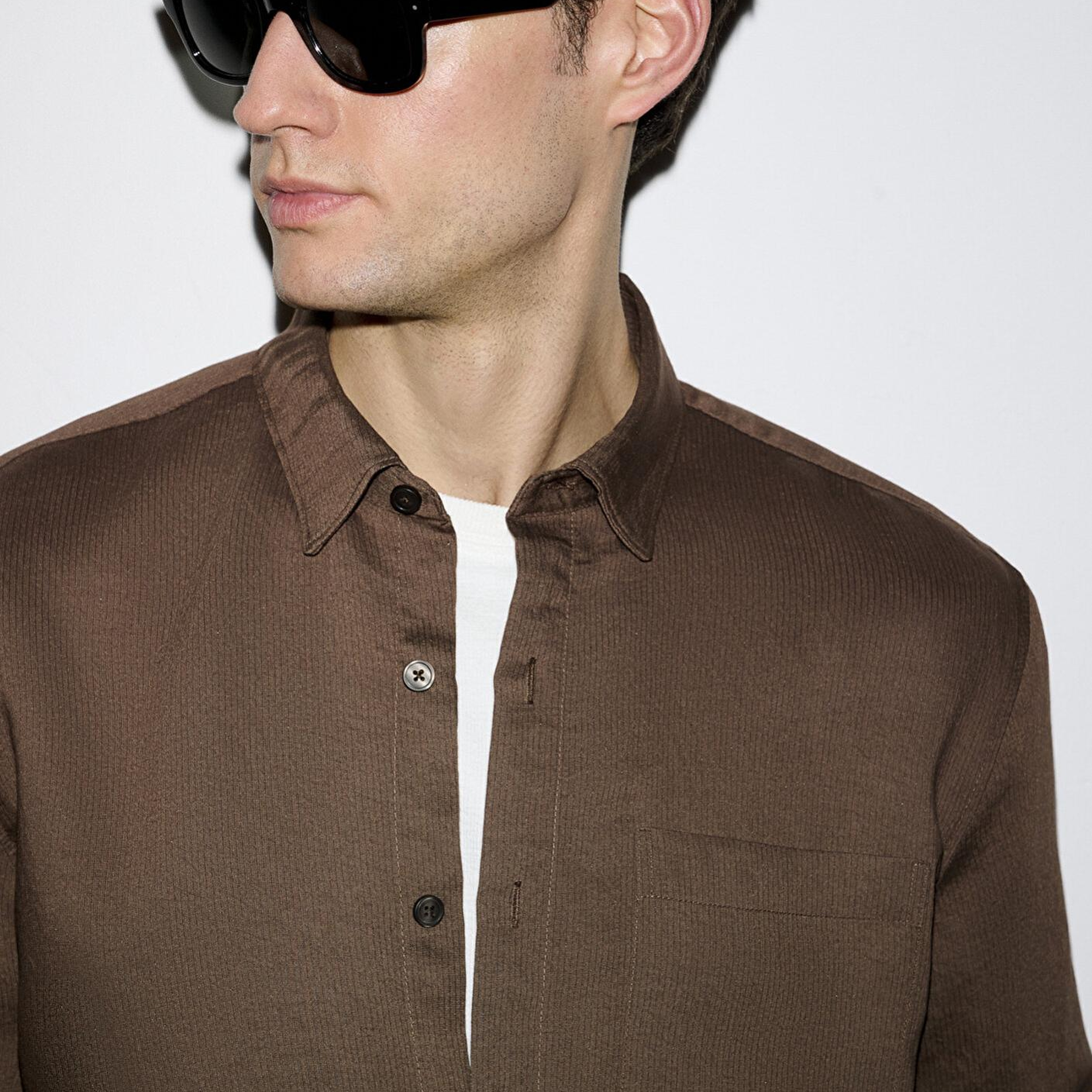 Mavi Dokulu Kahverengi Gömlek Regular Fit / Normal Kesim 0211877-91414