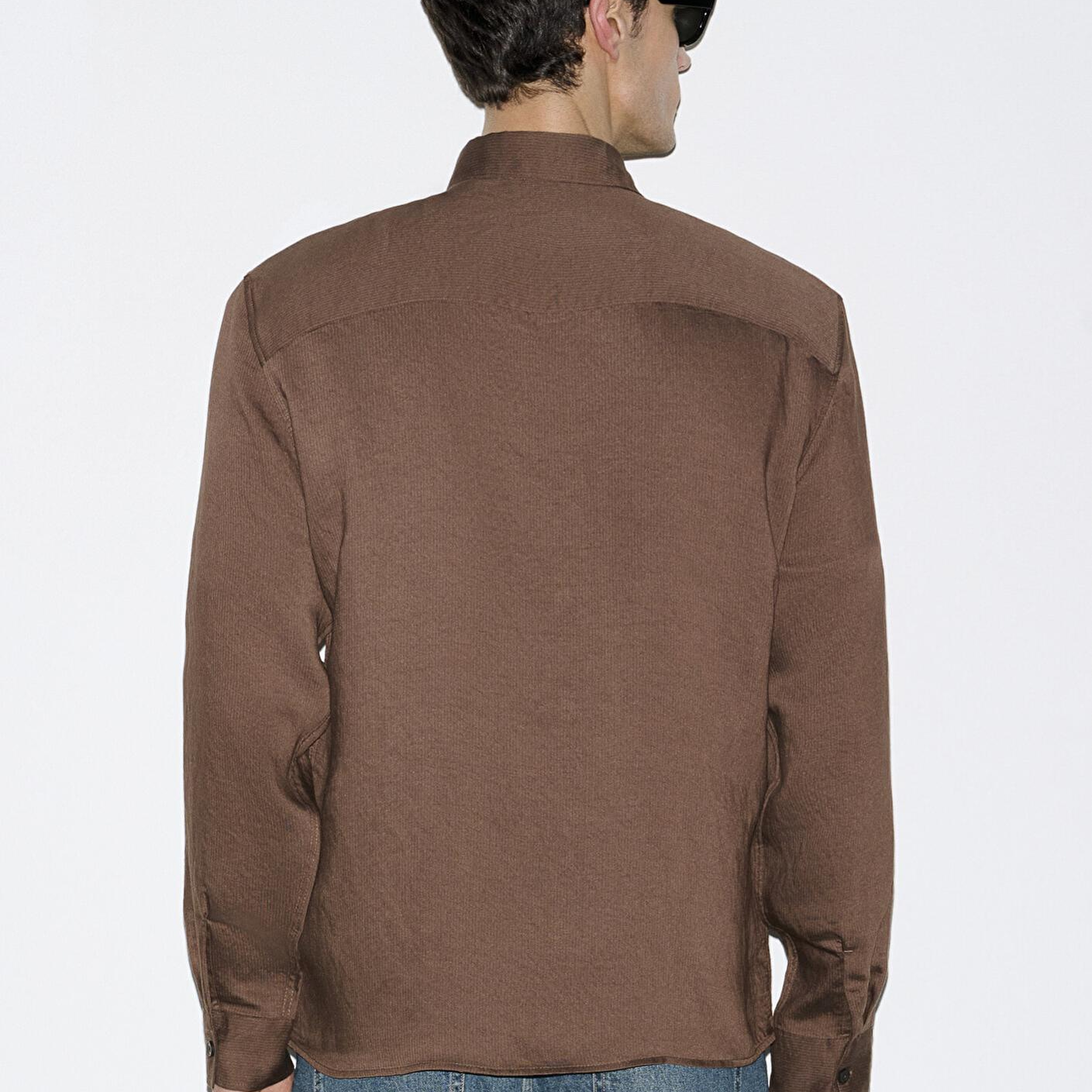 Mavi Dokulu Kahverengi Gömlek Regular Fit / Normal Kesim 0211877-91414