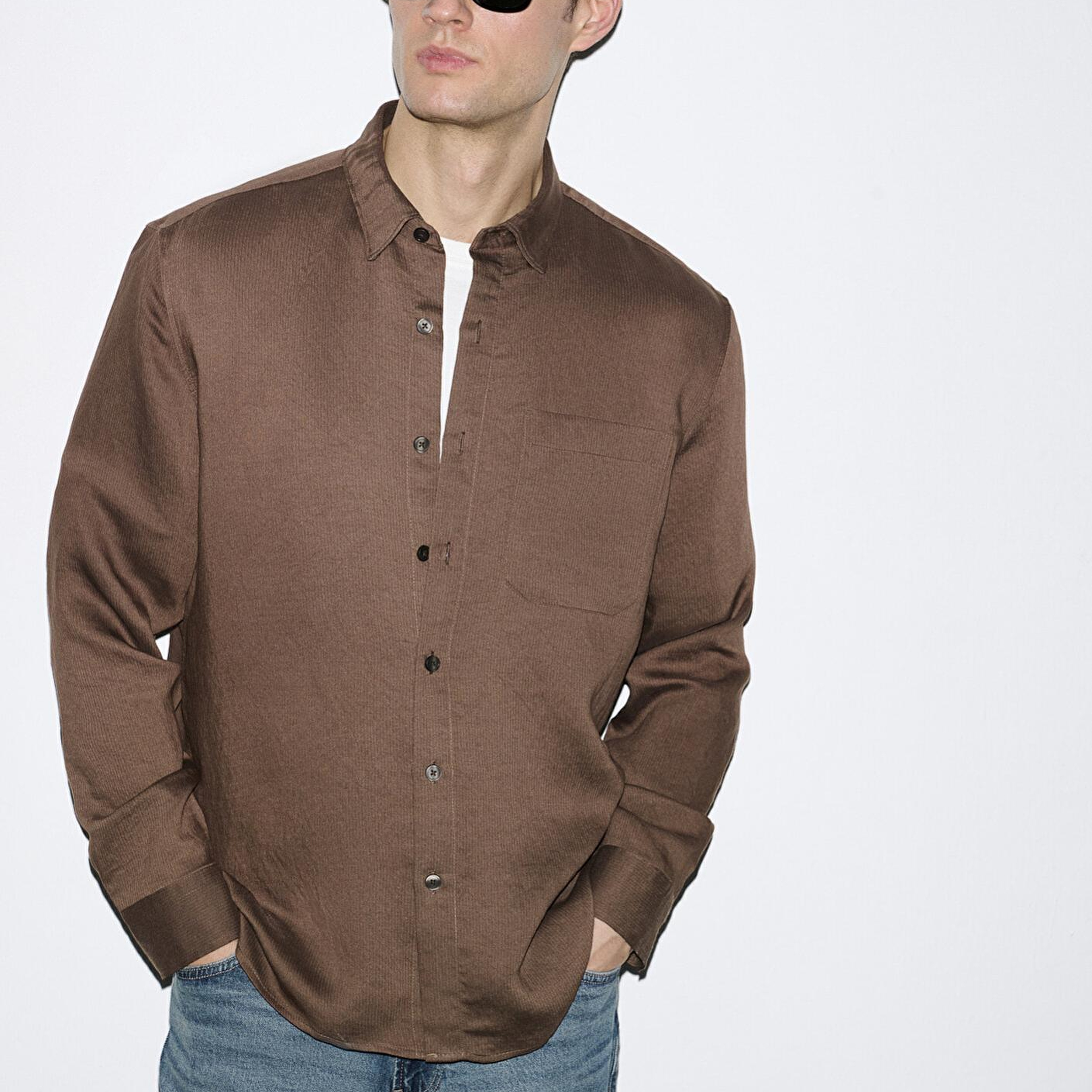 Mavi Dokulu Kahverengi Gömlek Regular Fit / Normal Kesim 0211877-91414