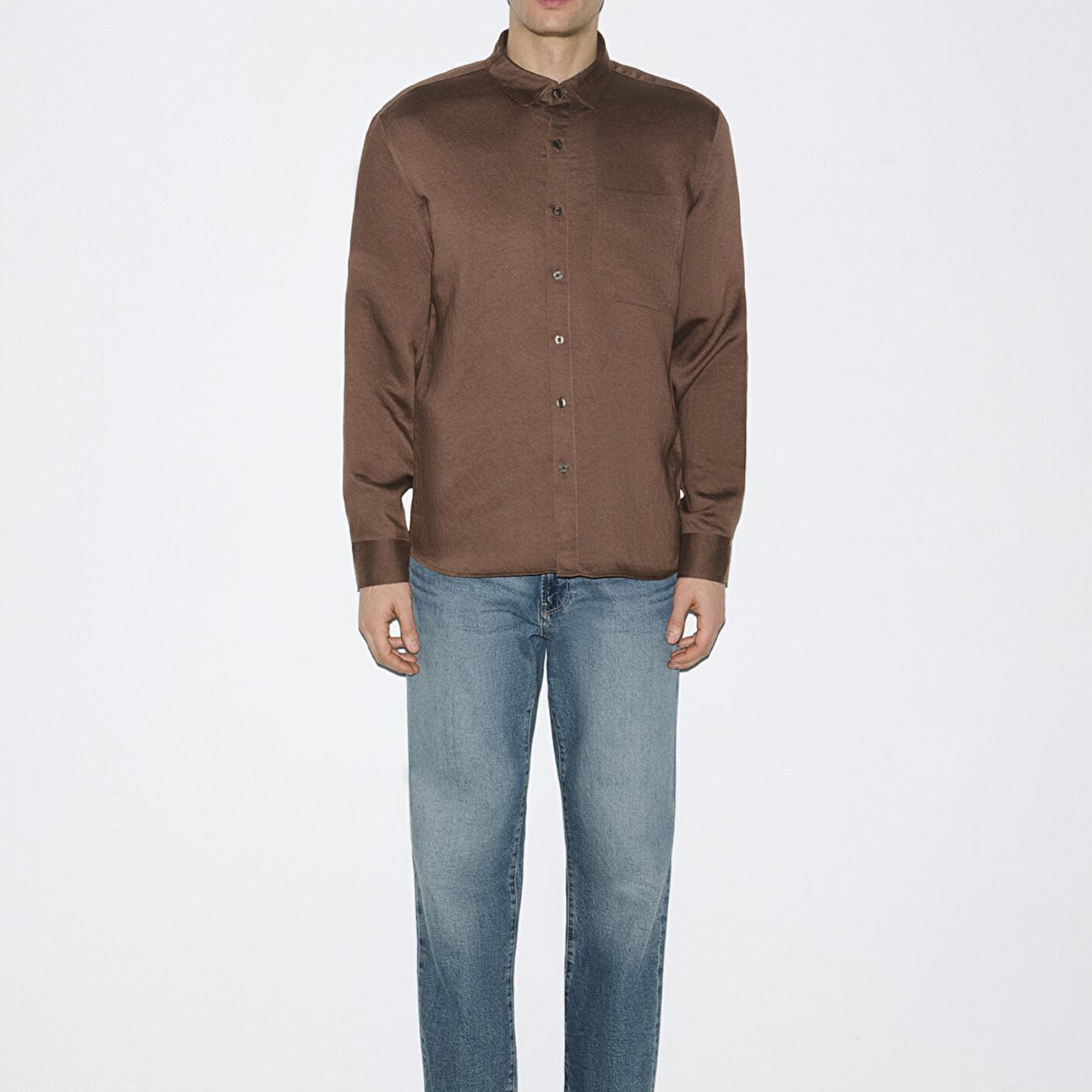 Mavi Dokulu Kahverengi Gömlek Regular Fit / Normal Kesim 0211877-91414