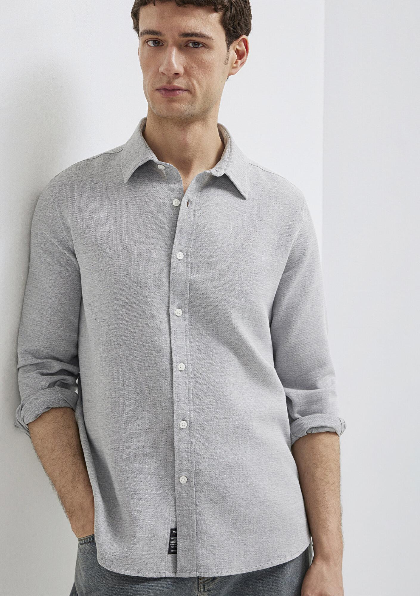 Mavi Gri Gömlek Slim Fit / Dar Kesim 0211913-70074