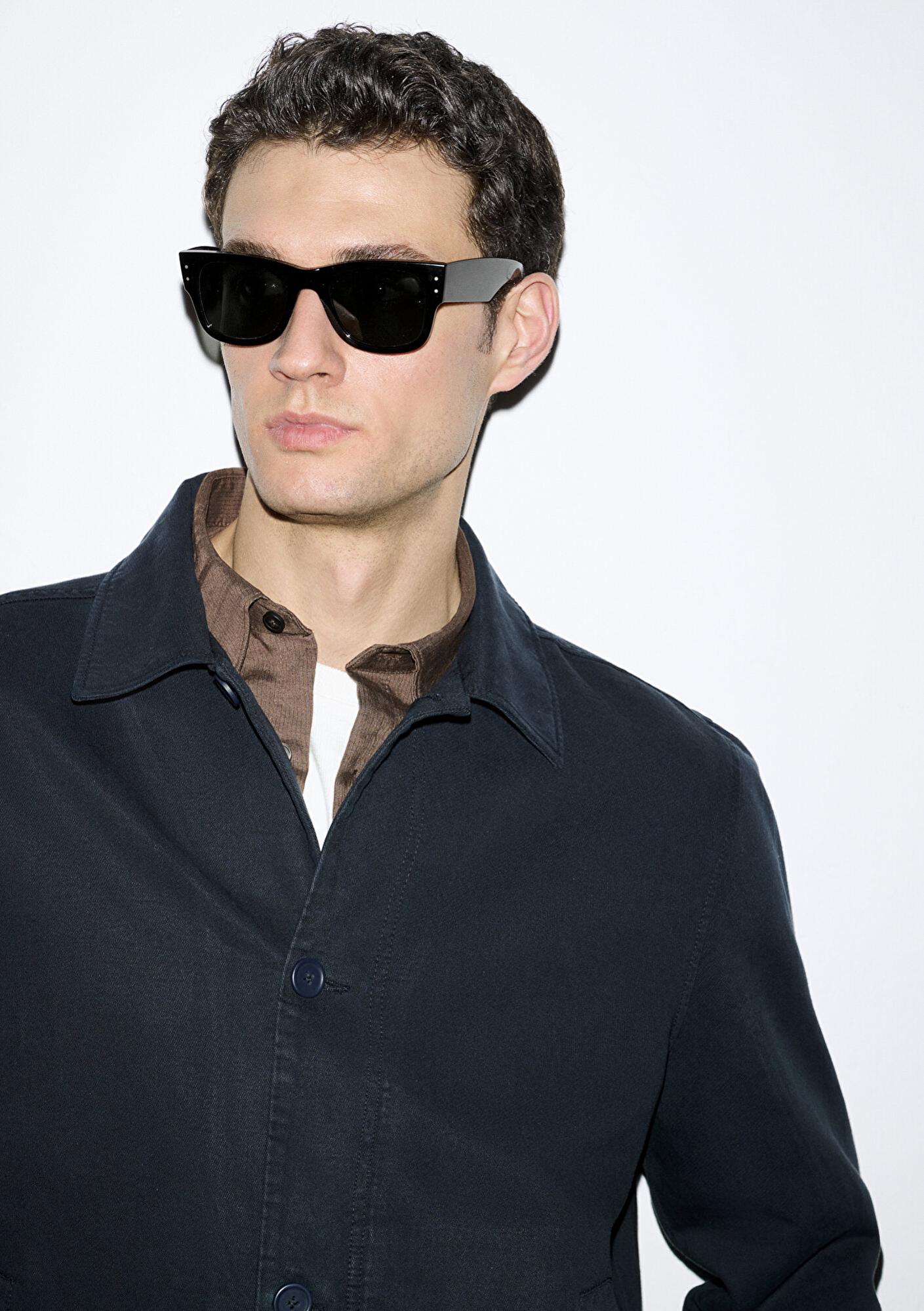 Mavi Lacivert (TENCEL™) Karışımlı Gömlek Loose Fit / Bol Rahat Kesim 0211876-83699