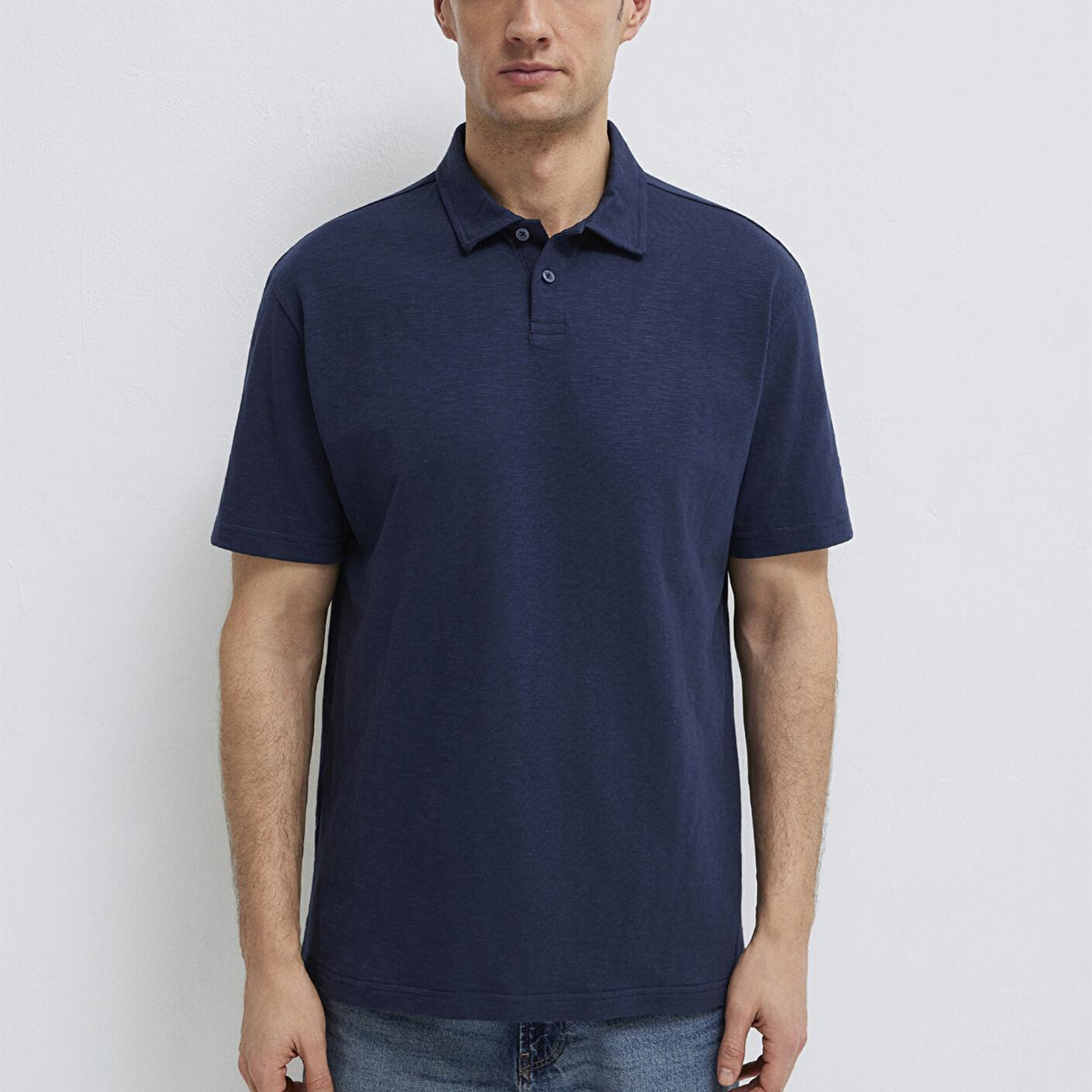 Mavi Lacivert Polo Tişört Loose Fit / Bol Rahat Kesim 0613152-70490