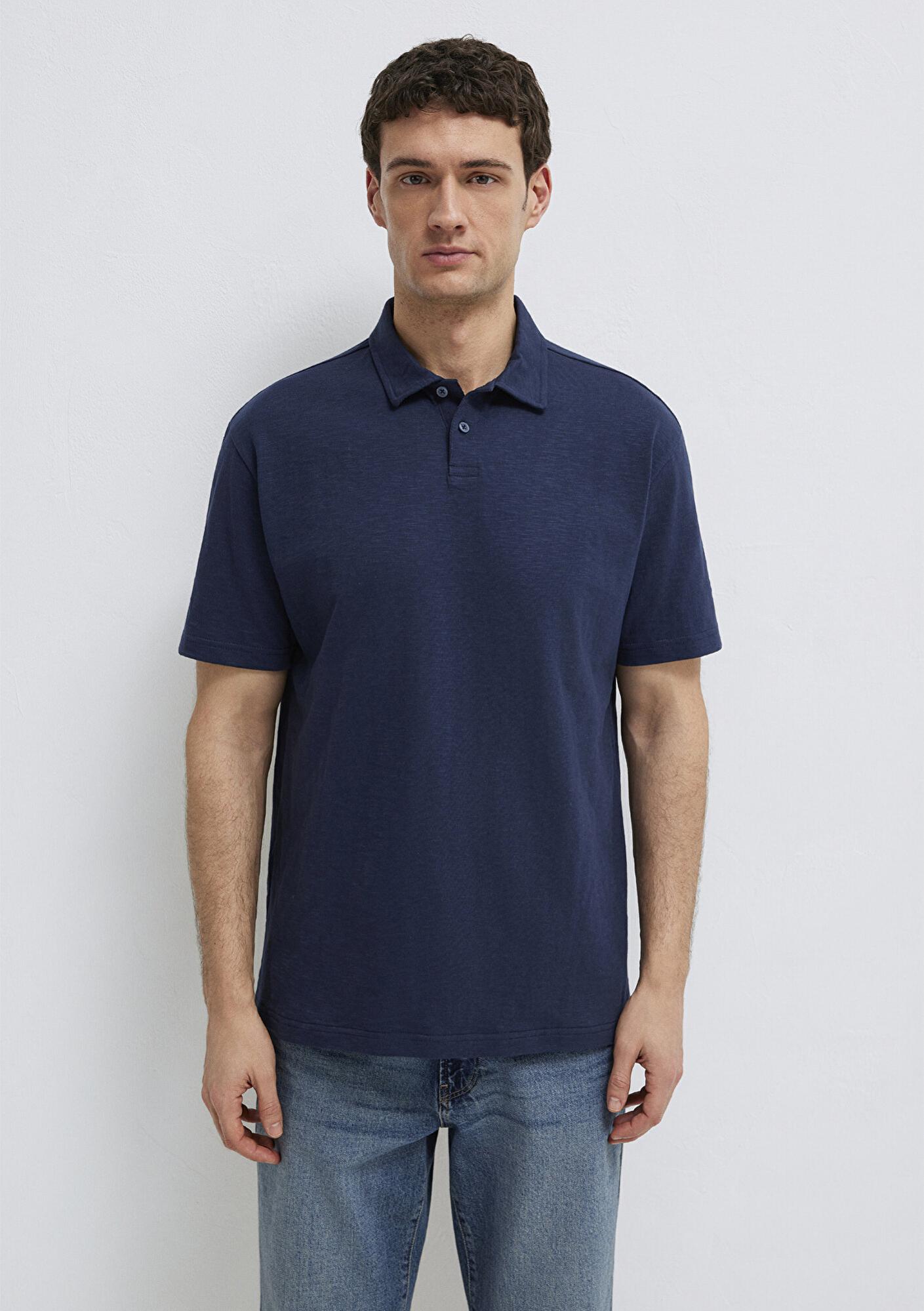 Mavi Lacivert Polo Tişört Loose Fit / Bol Rahat Kesim 0613152-70490