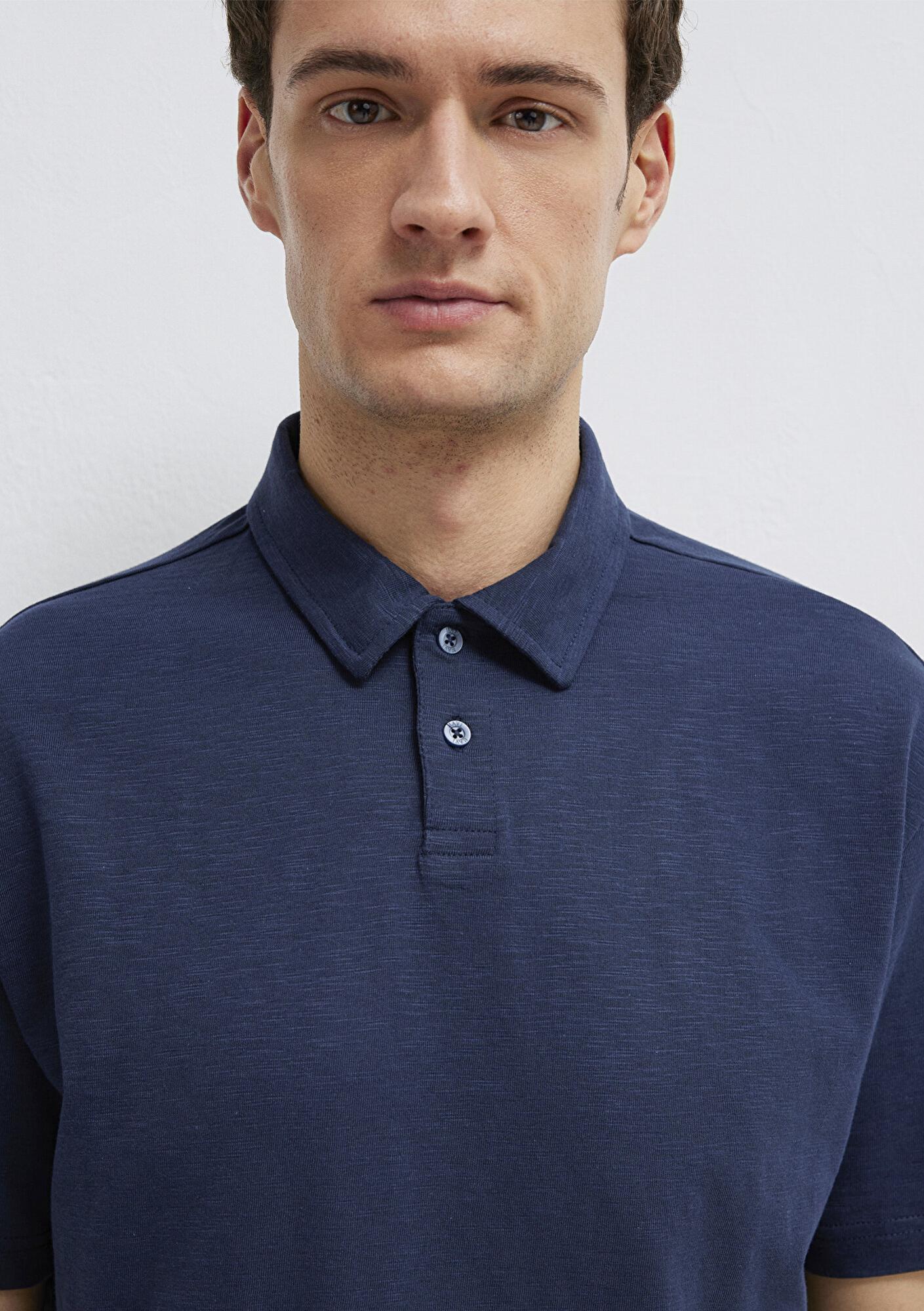 Mavi Lacivert Polo Tişört Loose Fit / Bol Rahat Kesim 0613152-70490