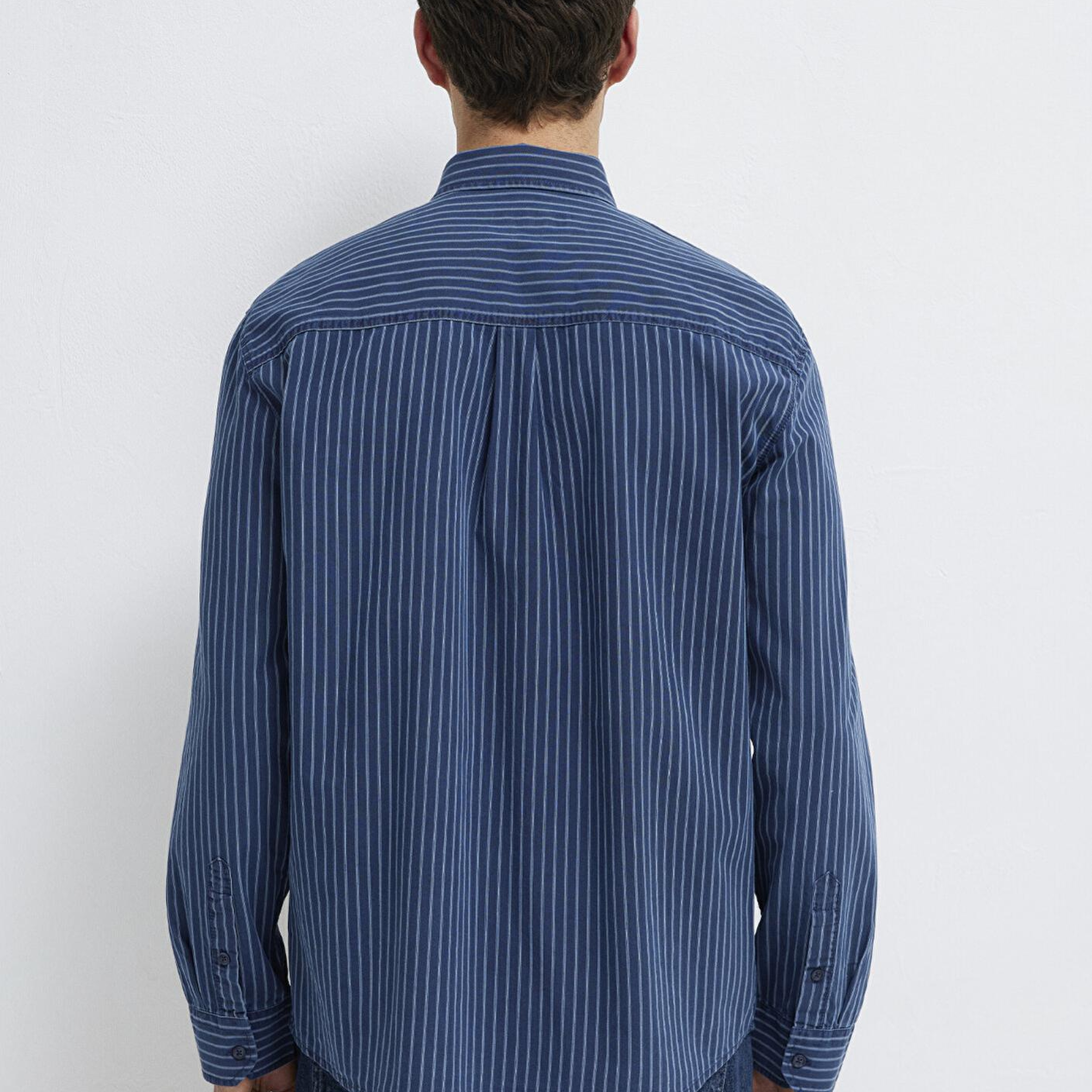 Mavi Çizgili Lacivert Gömlek Regular Fit / Normal Kesim 0211851-91406