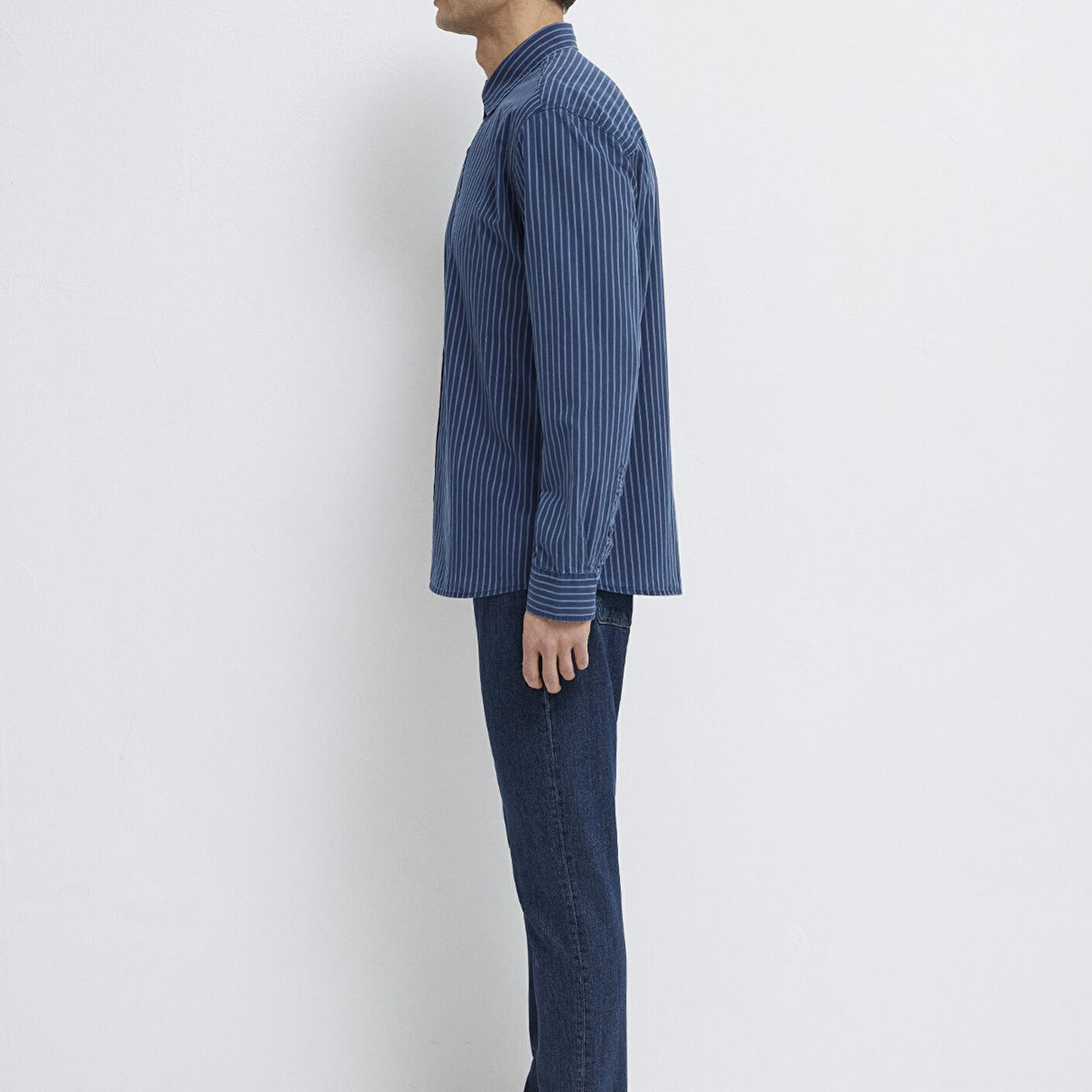 Mavi Çizgili Lacivert Gömlek Regular Fit / Normal Kesim 0211851-91406