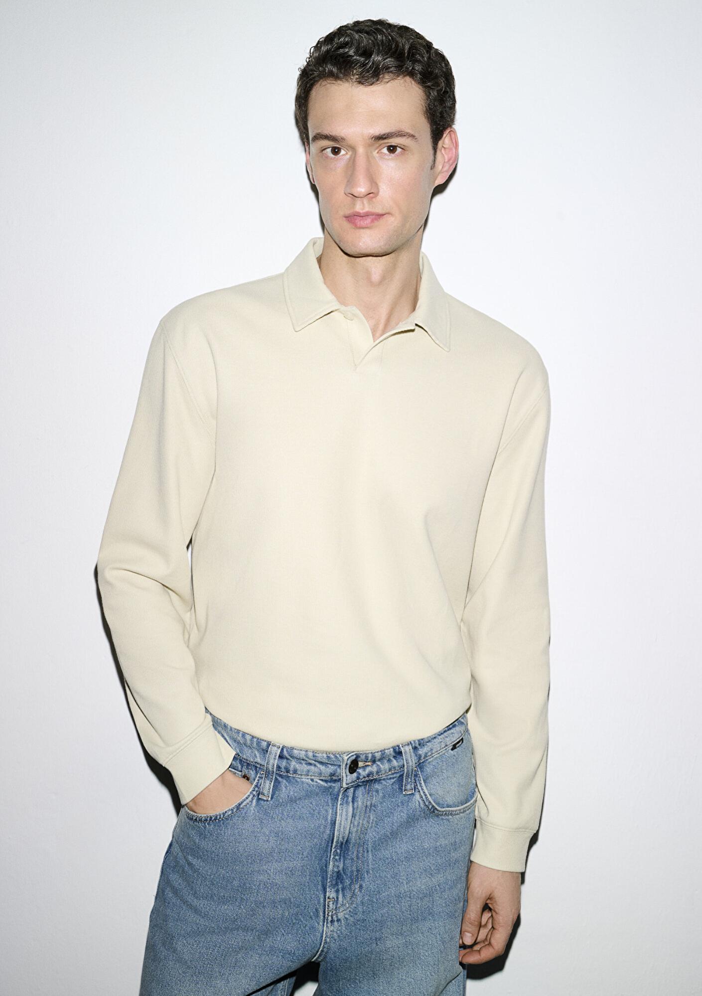 Mavi Polo Yaka Bej Sweatshirt 0S10576-70325