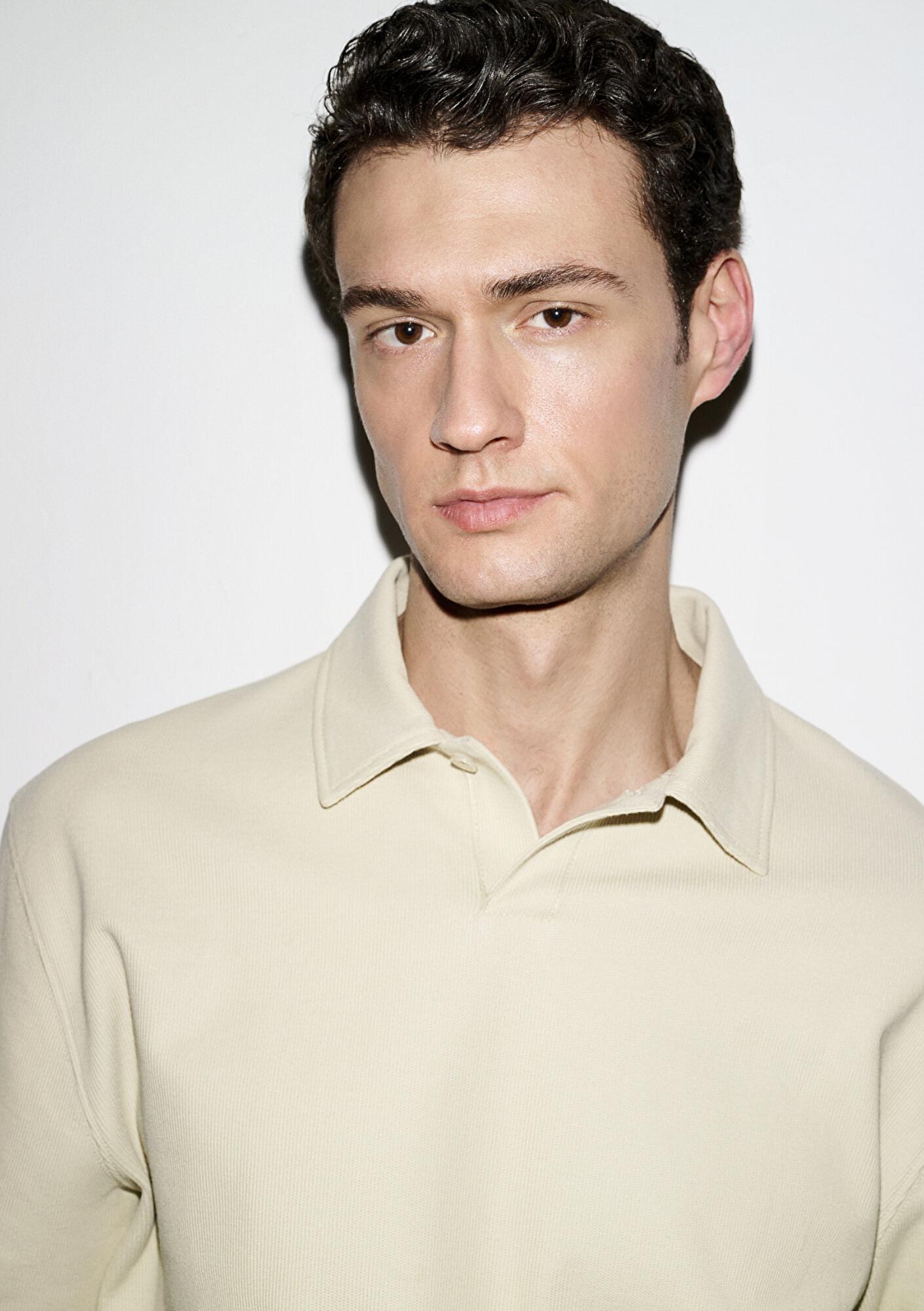 Mavi Polo Yaka Bej Sweatshirt 0S10576-70325