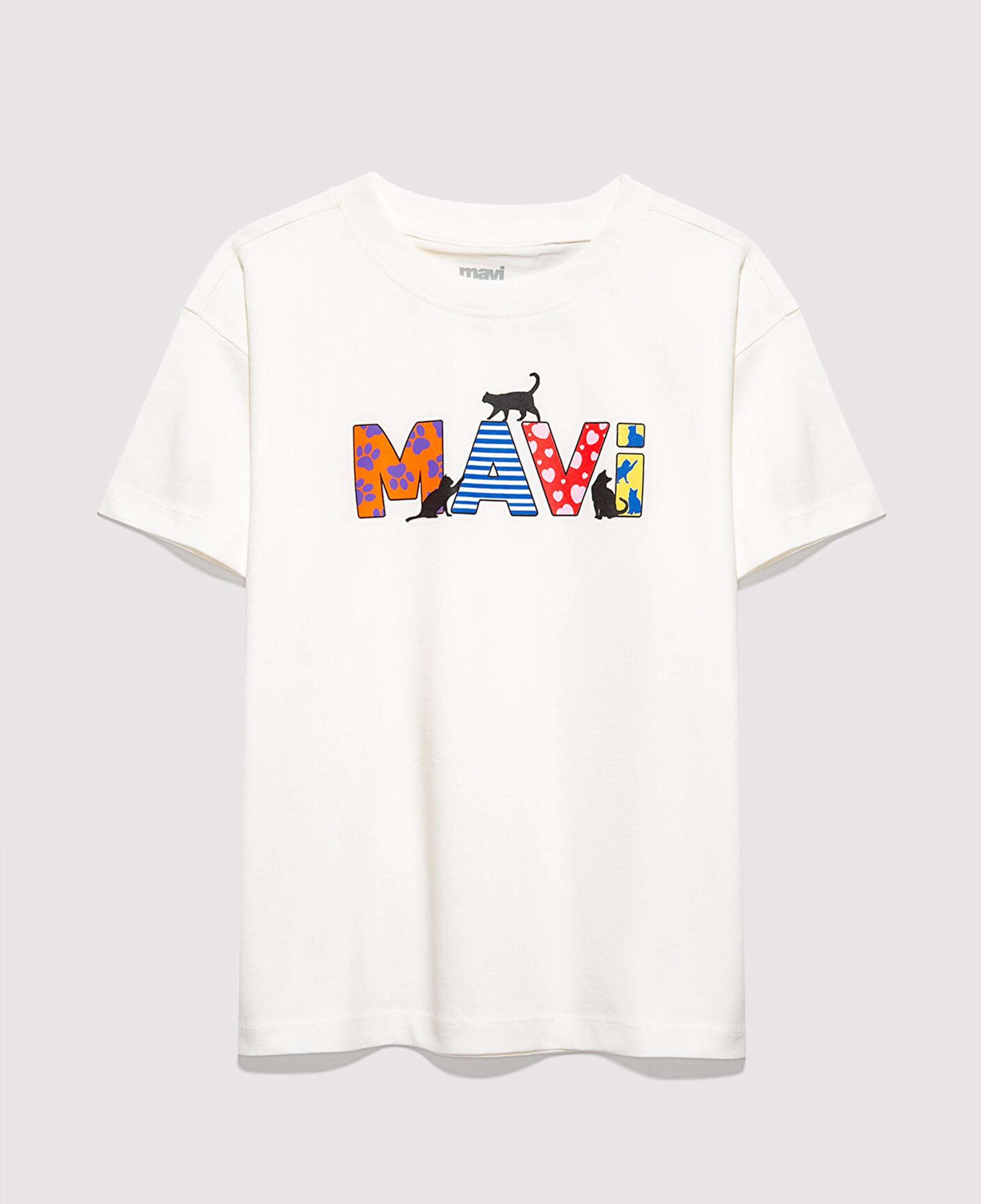 Mavi Mavi Logo Baskılı Ekru Tişört Loose Fit / Bol Rahat Kesim 7610426-70057