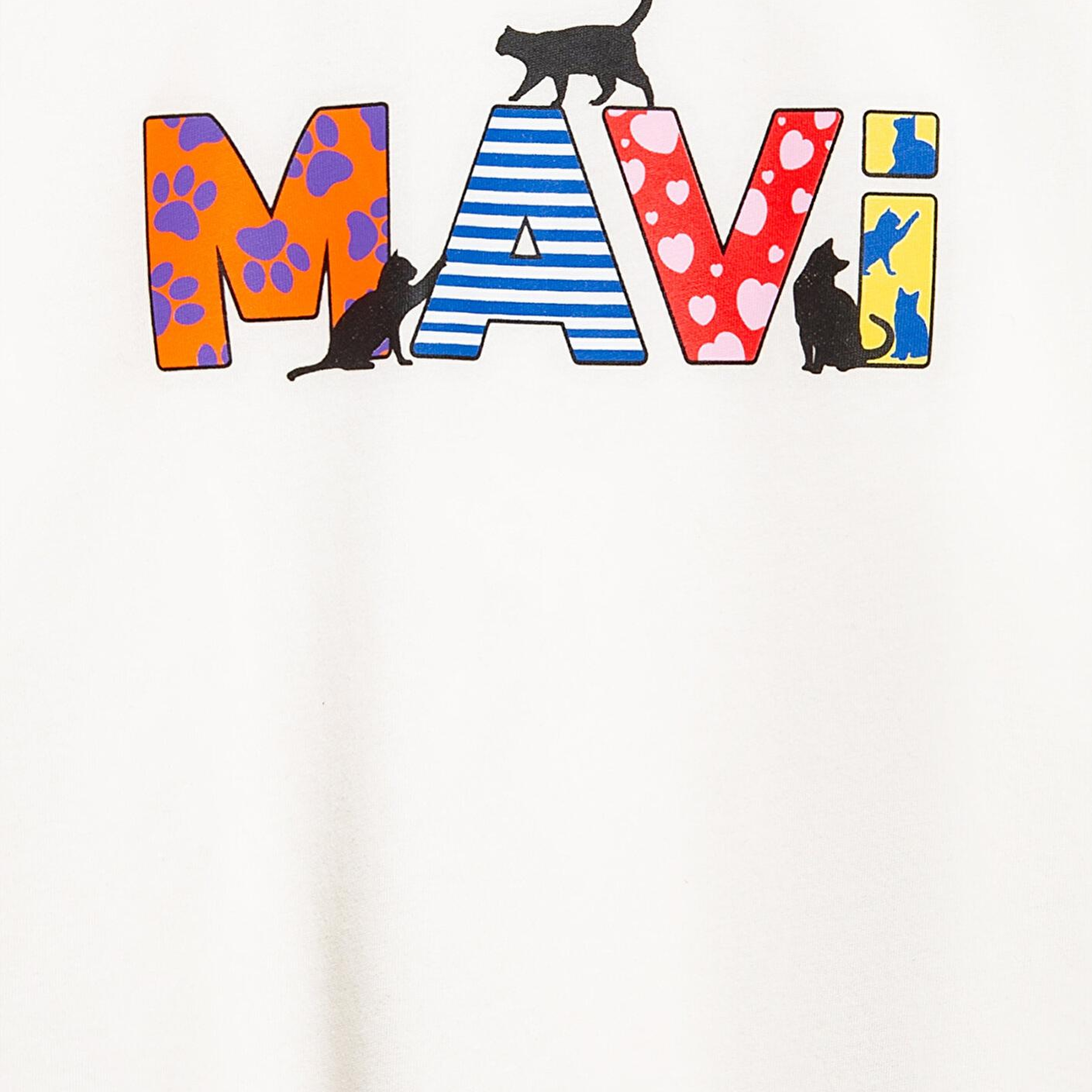 Mavi Mavi Logo Baskılı Ekru Tişört Loose Fit / Bol Rahat Kesim 7610426-70057