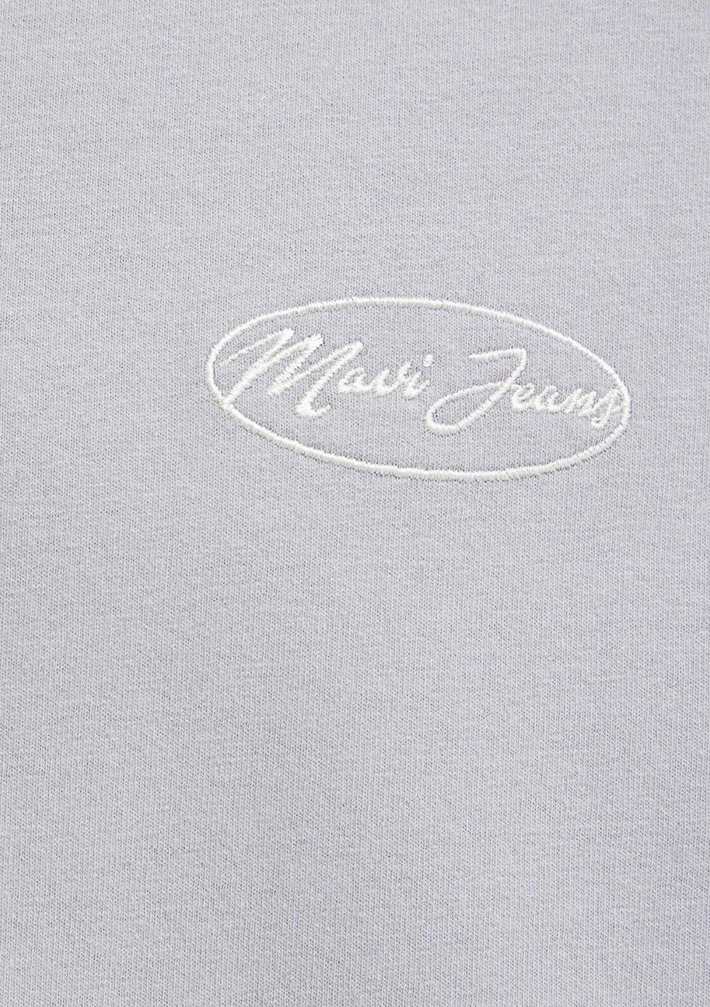 Mavi Mavi Jeans Nakışlı V Yaka Gri Tişört Oversize / Geniş Kesim 0613171-80615