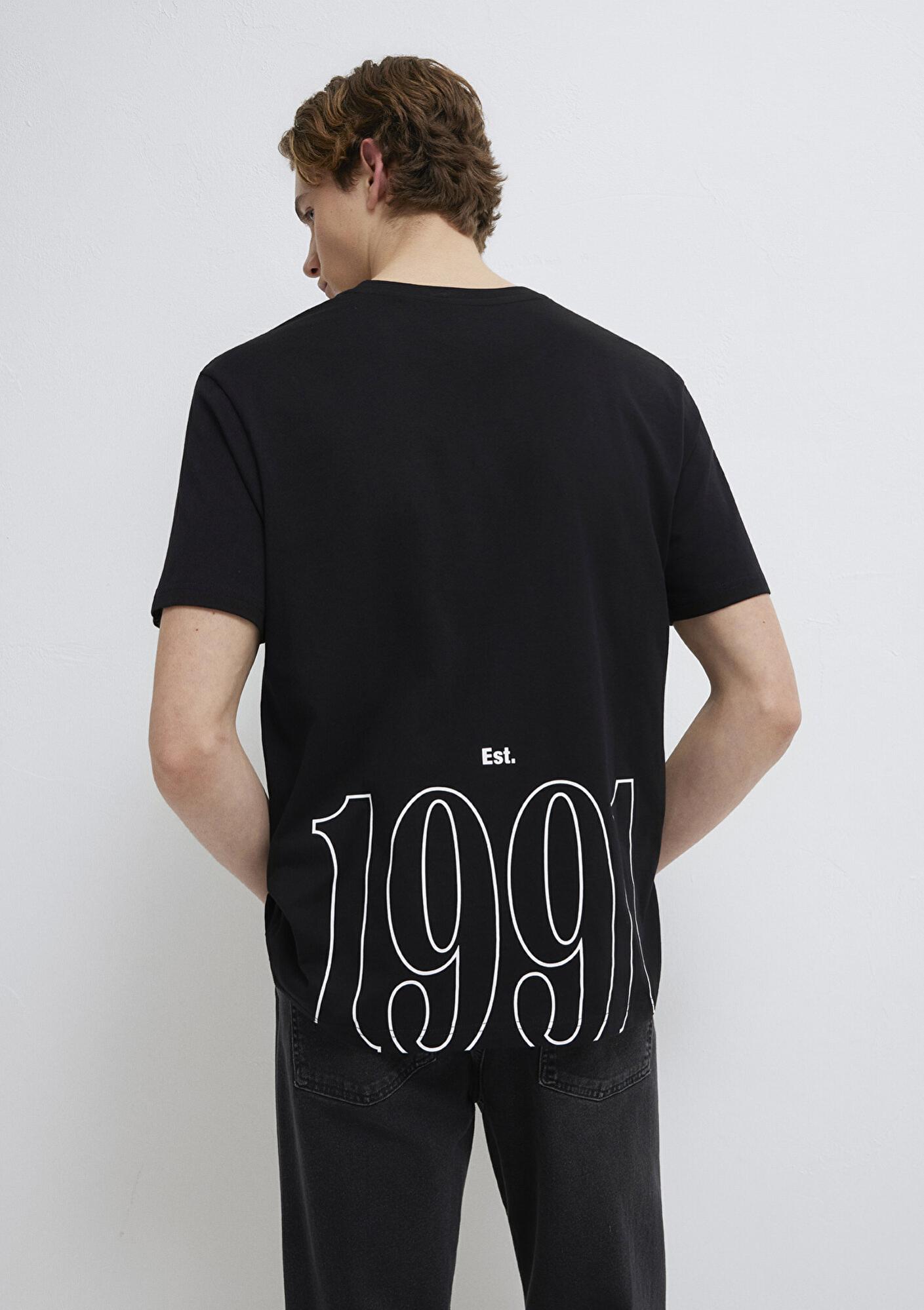 Mavi 1991 Baskılı Siyah Tişört Loose Fit / Bol Rahat Kesim 0612540-900