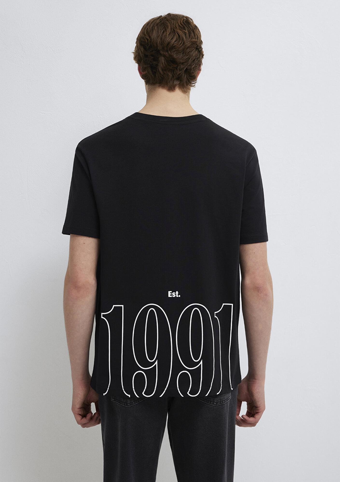 Mavi 1991 Baskılı Siyah Tişört Loose Fit / Bol Rahat Kesim 0612540-900