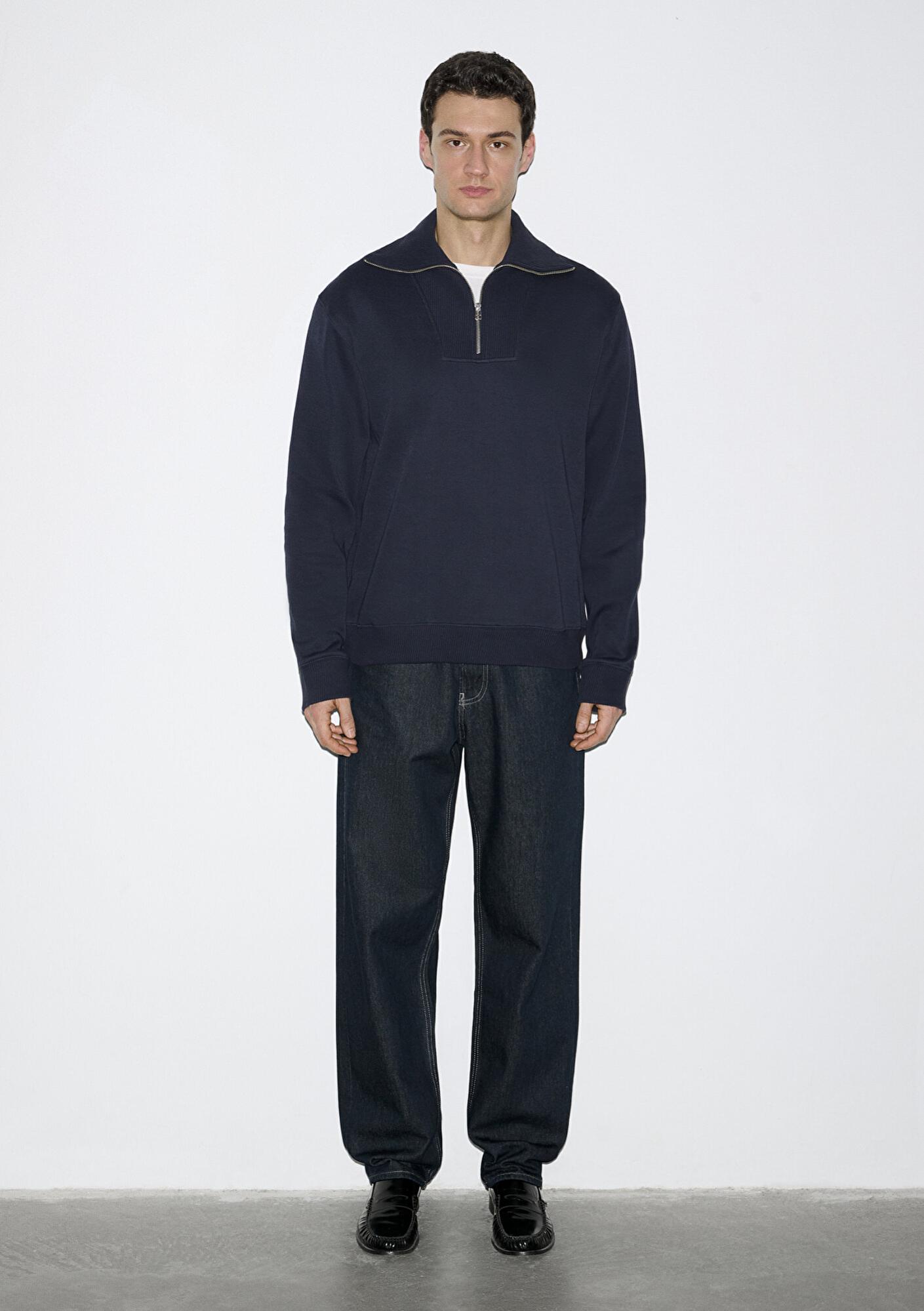 Mavi Yarı Fermuarlı Lacivert Sweatshirt 0S10539-83699