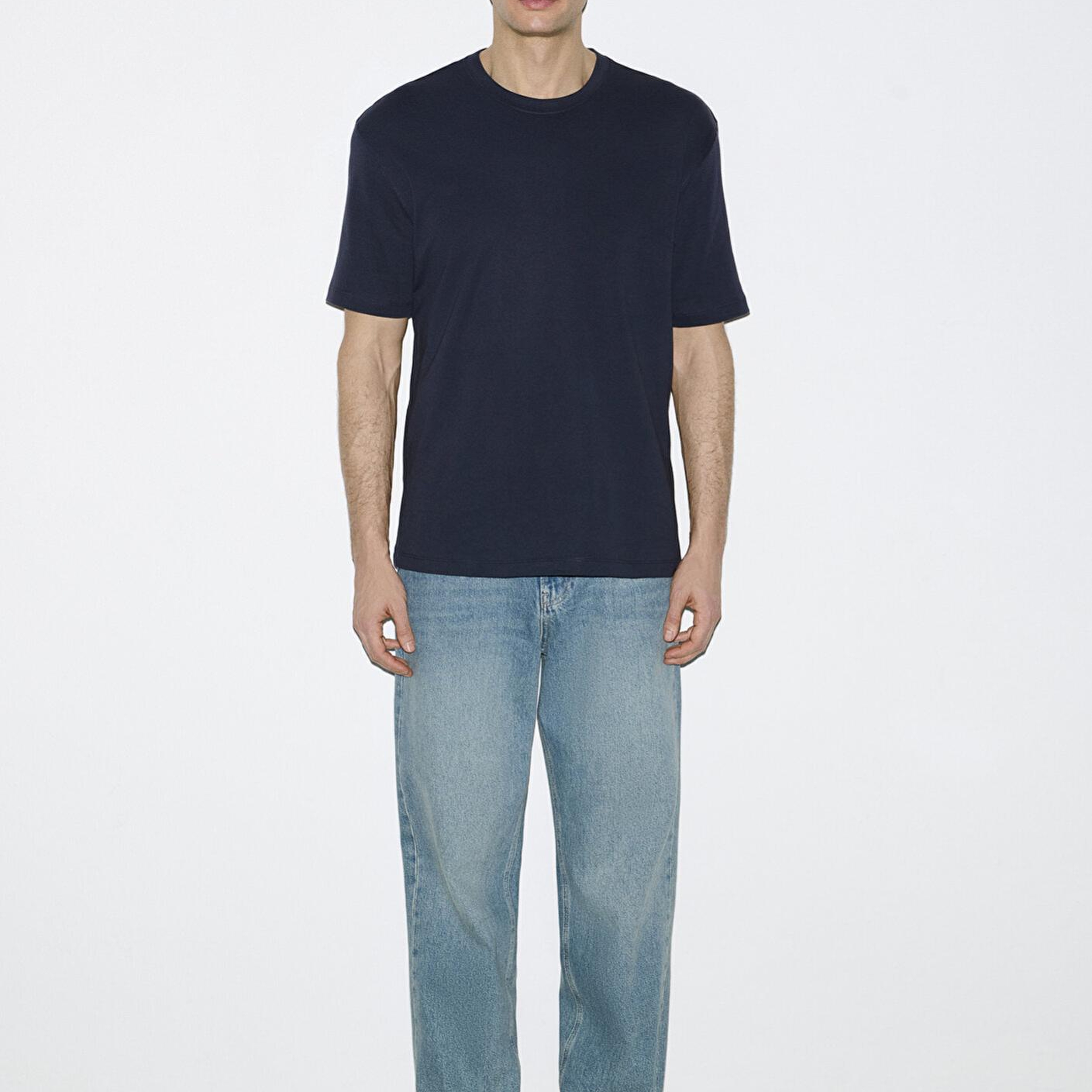 Mavi Lacivert Basic Tişört Loose Fit / Bol Rahat Kesim 0613168-83699